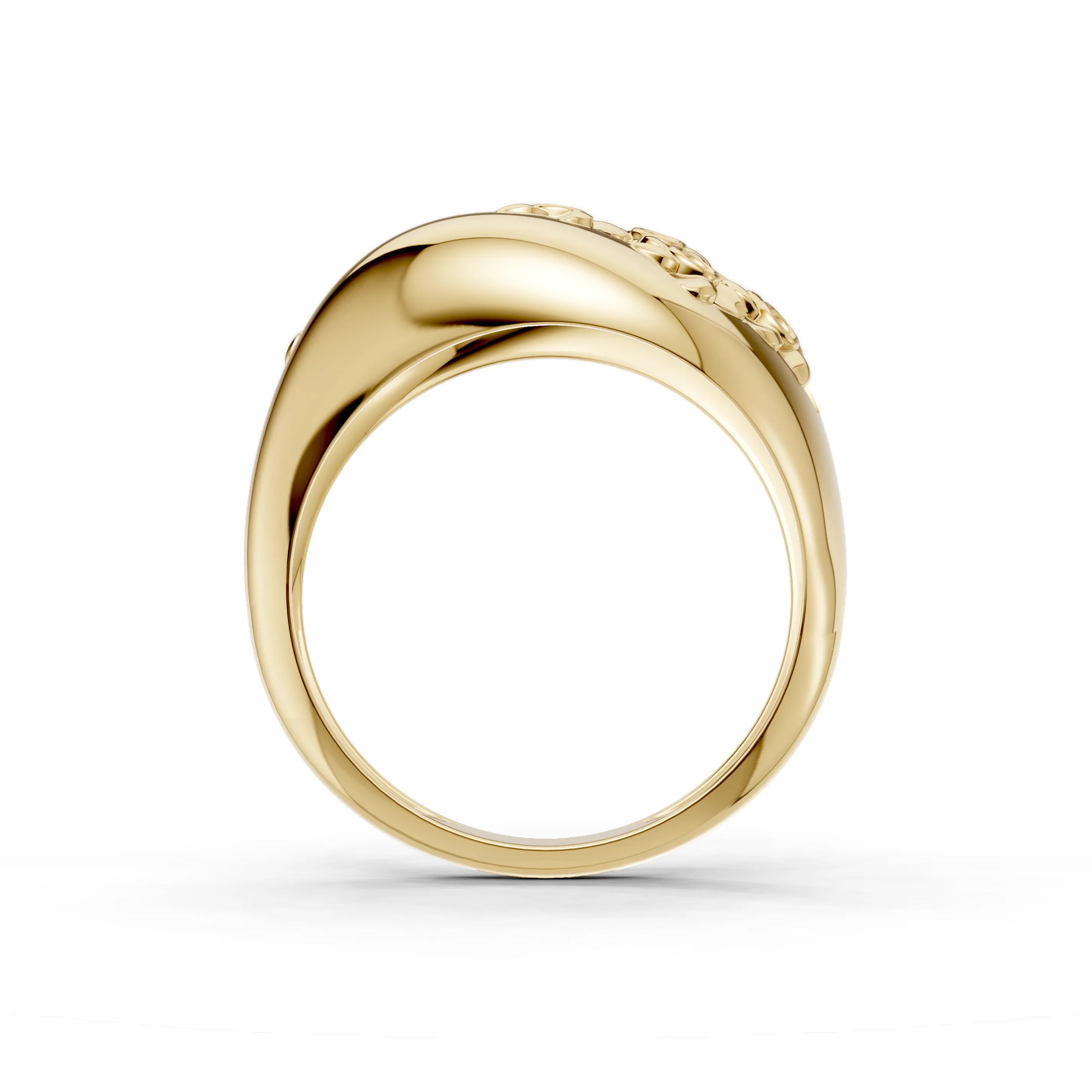 Pargold Solid Gold Blossom Halo Bezel Statement Ring -Gold_Diamond_Diamond_Static_Gold