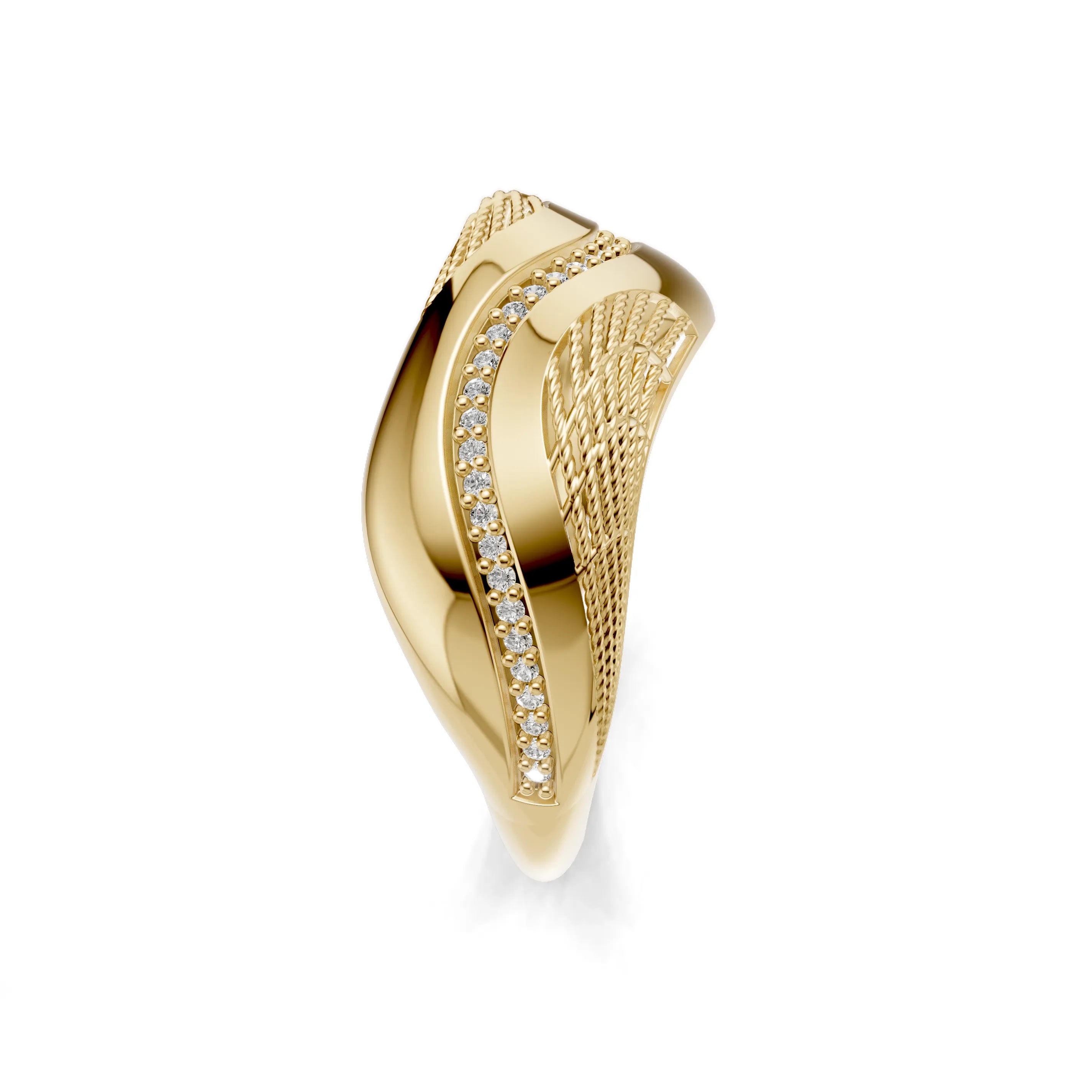 Pargold Solid Gold Serenity Swirl Pav√© Band -Gold_Diamond_Diamond_Static_Gold