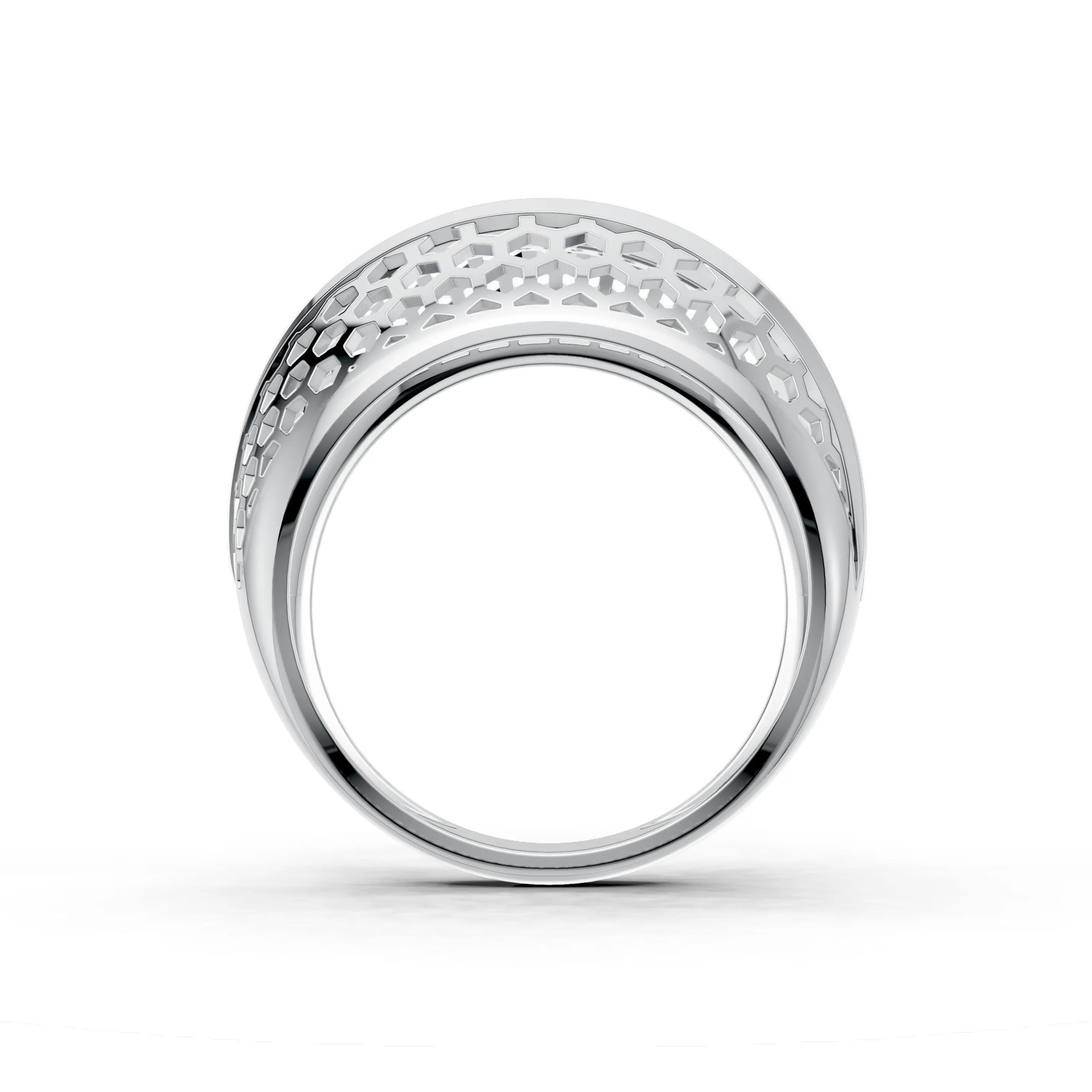 Pargold Solid Gold Honeycomb Sparkle Pav√© Engagement Band -Silver_Diamond_Diamond_Static_Silver