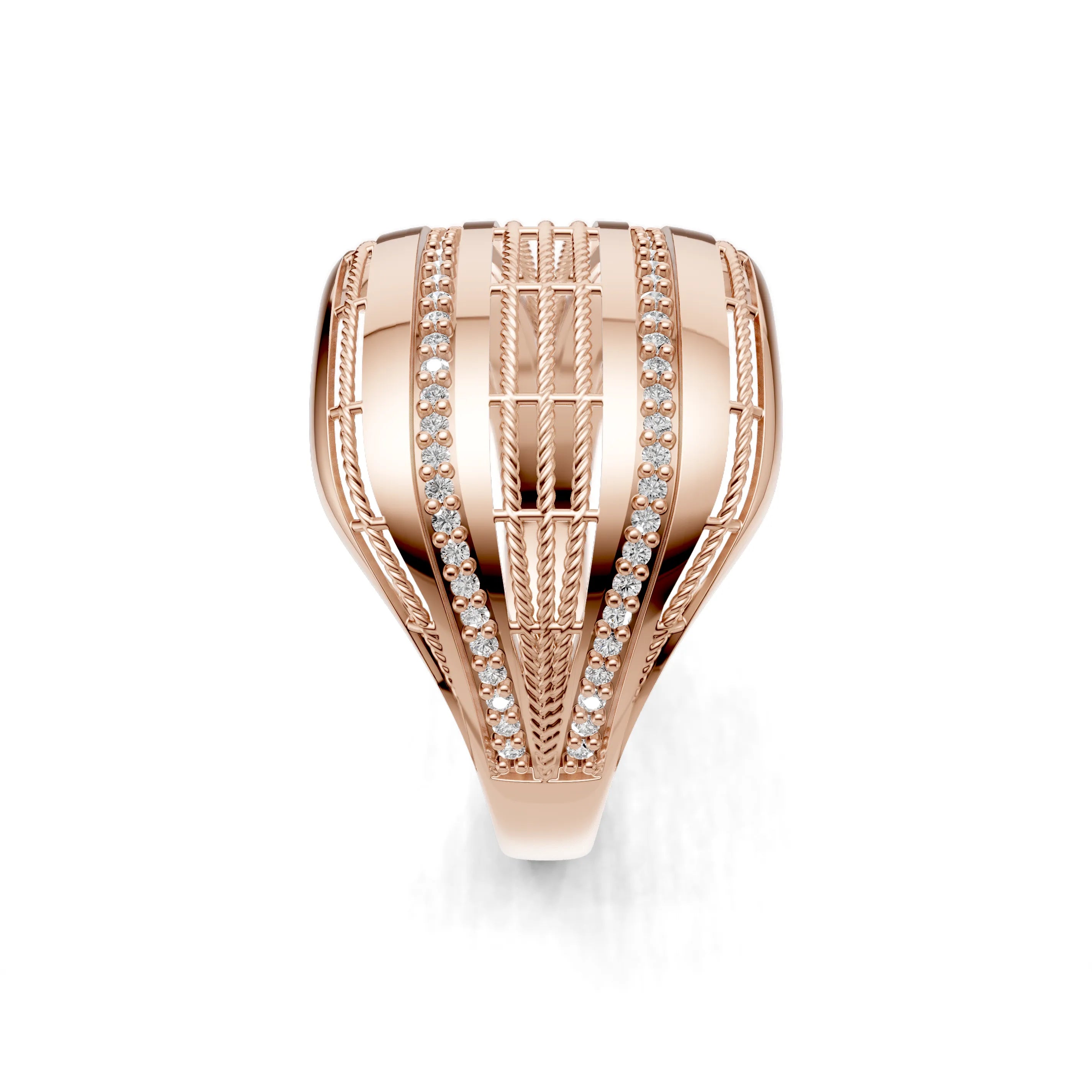 Pargold Solid Gold Textured Harmony Pave Band -Rose_Diamond_Diamond_Static_Rose
