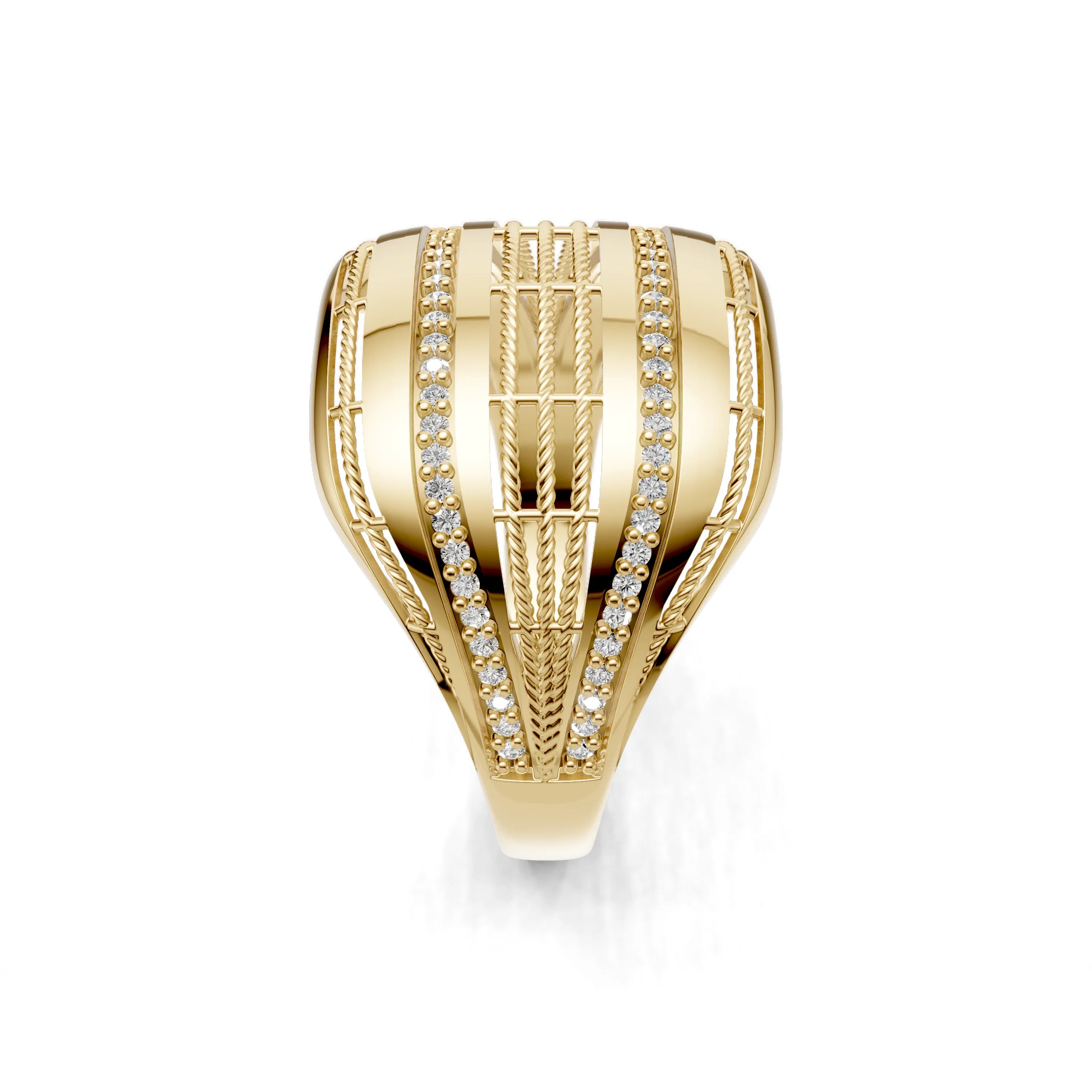 Pargold Solid Gold Textured Harmony Pave Band -Gold_Diamond_Diamond_Static_Gold