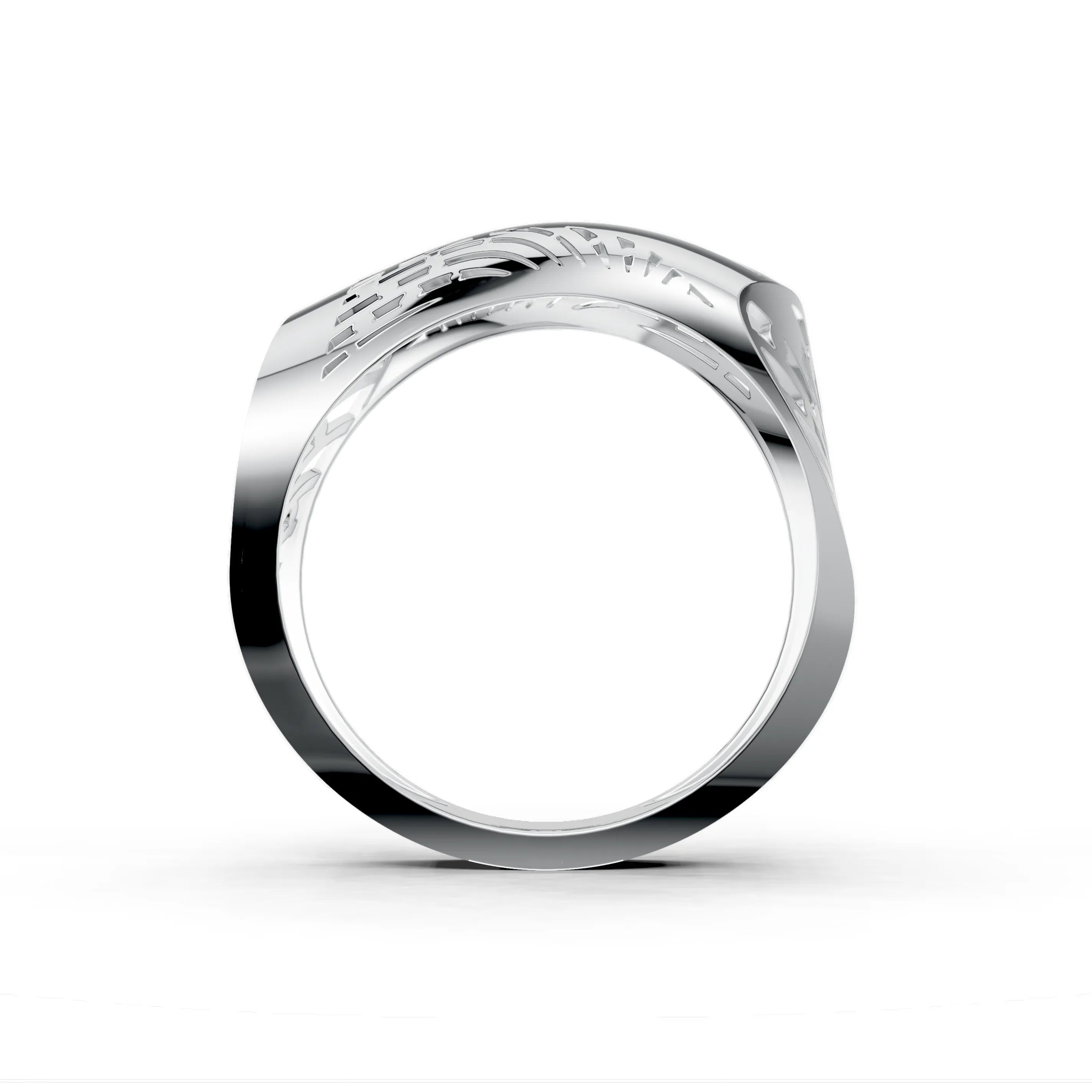 Pargold Solid Gold Horizon Curve Pav√© Band -Silver_Diamond_Diamond_Static_Silver