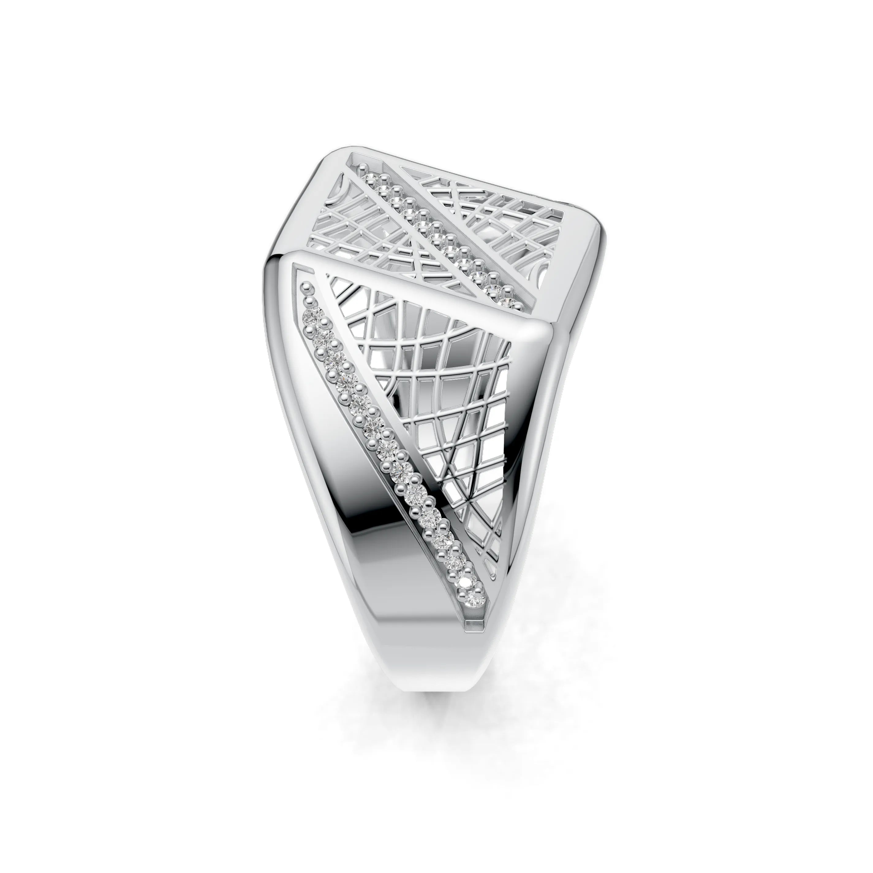 Pargold Solid Gold Architectural Allure Pav√© Band -Silver_Diamond_Diamond_Static_Silver