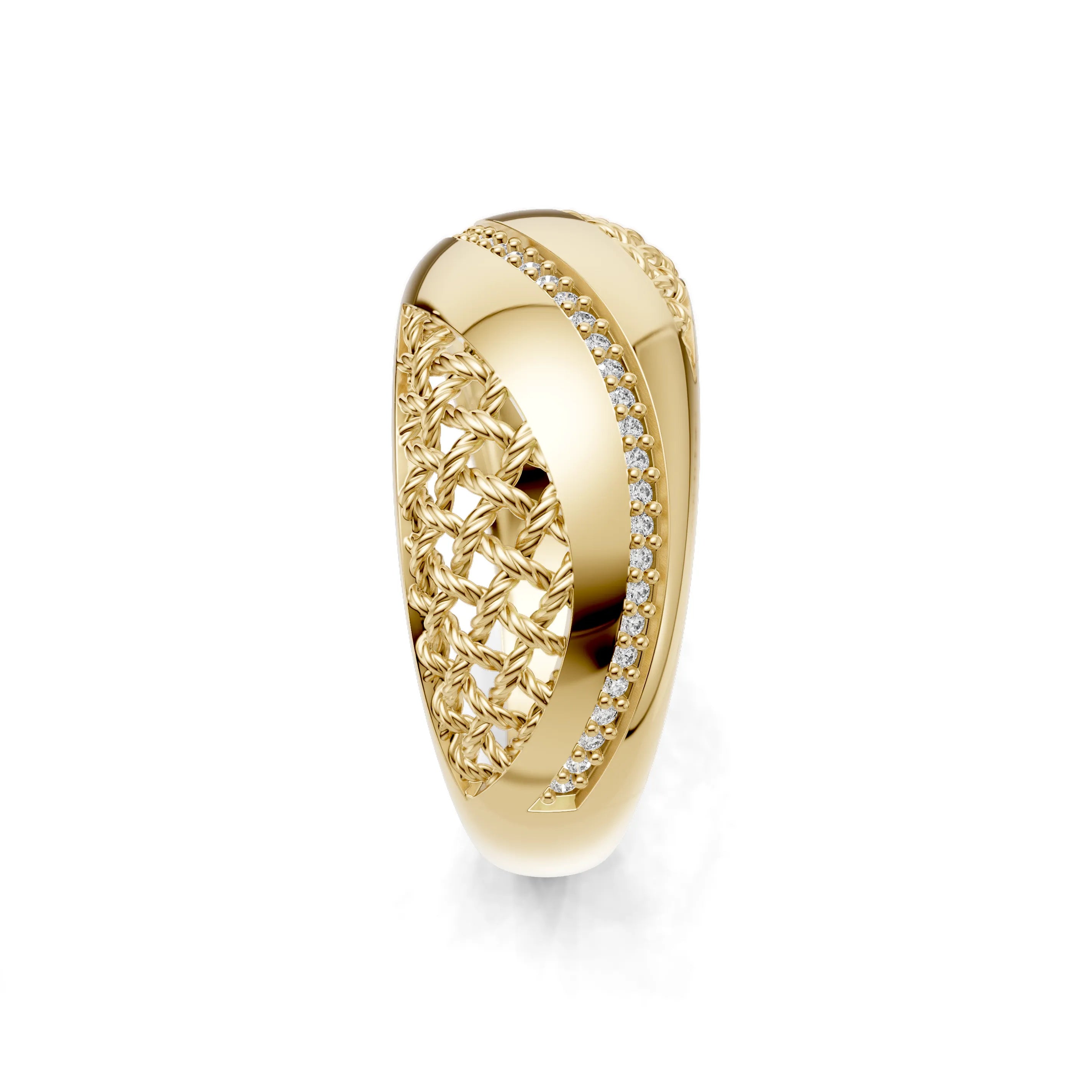 Pargold Solid Gold Braided Brilliance Gem Band -Gold_Diamond_Diamond_Static_Gold