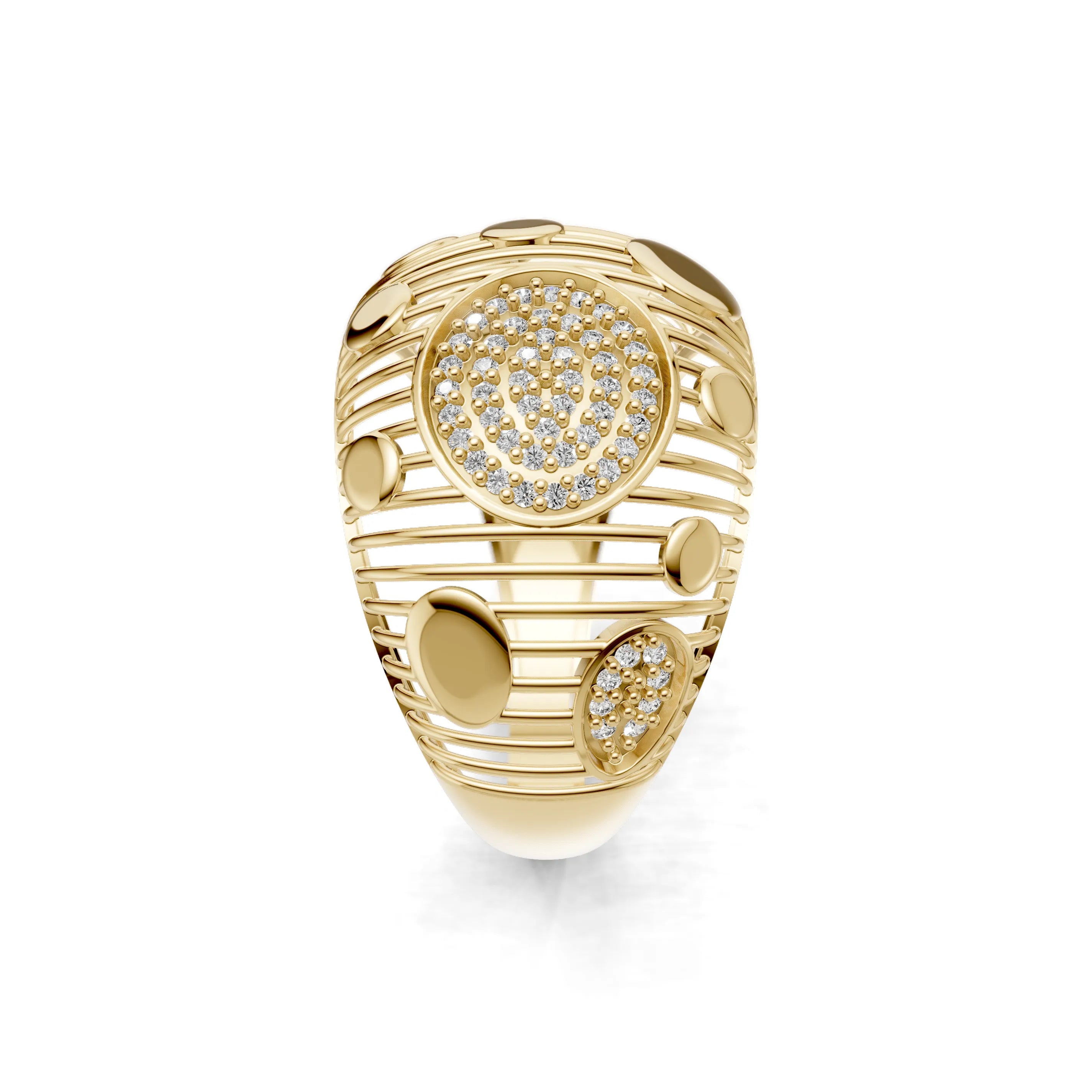 Pargold Solid Gold Celestial Orbit Gemstone Band -Gold_Diamond_Diamond_Static_Gold