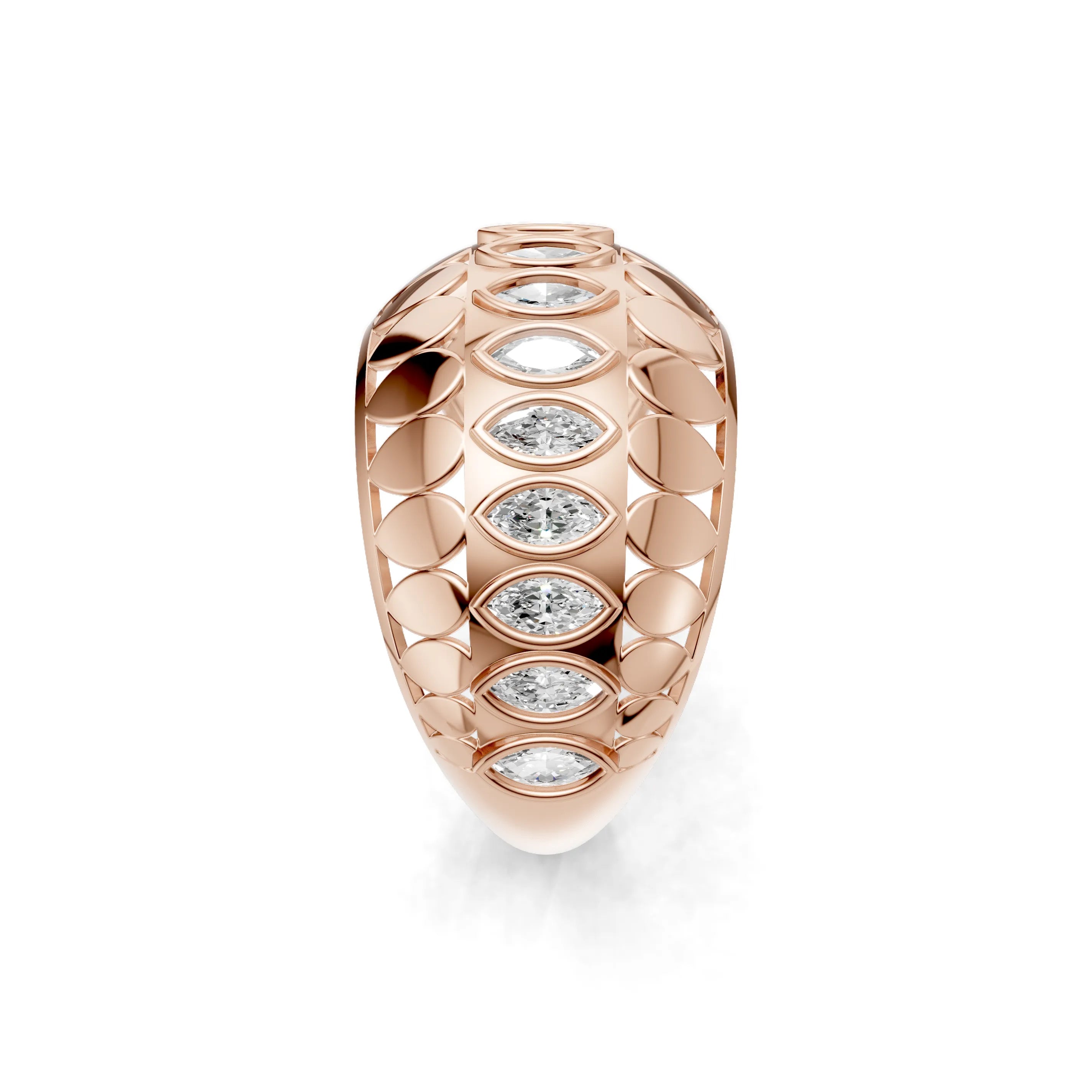 Pargold Solid Gold Oval Array Bezel Band -Rose_Diamond_Diamond_Static_Rose