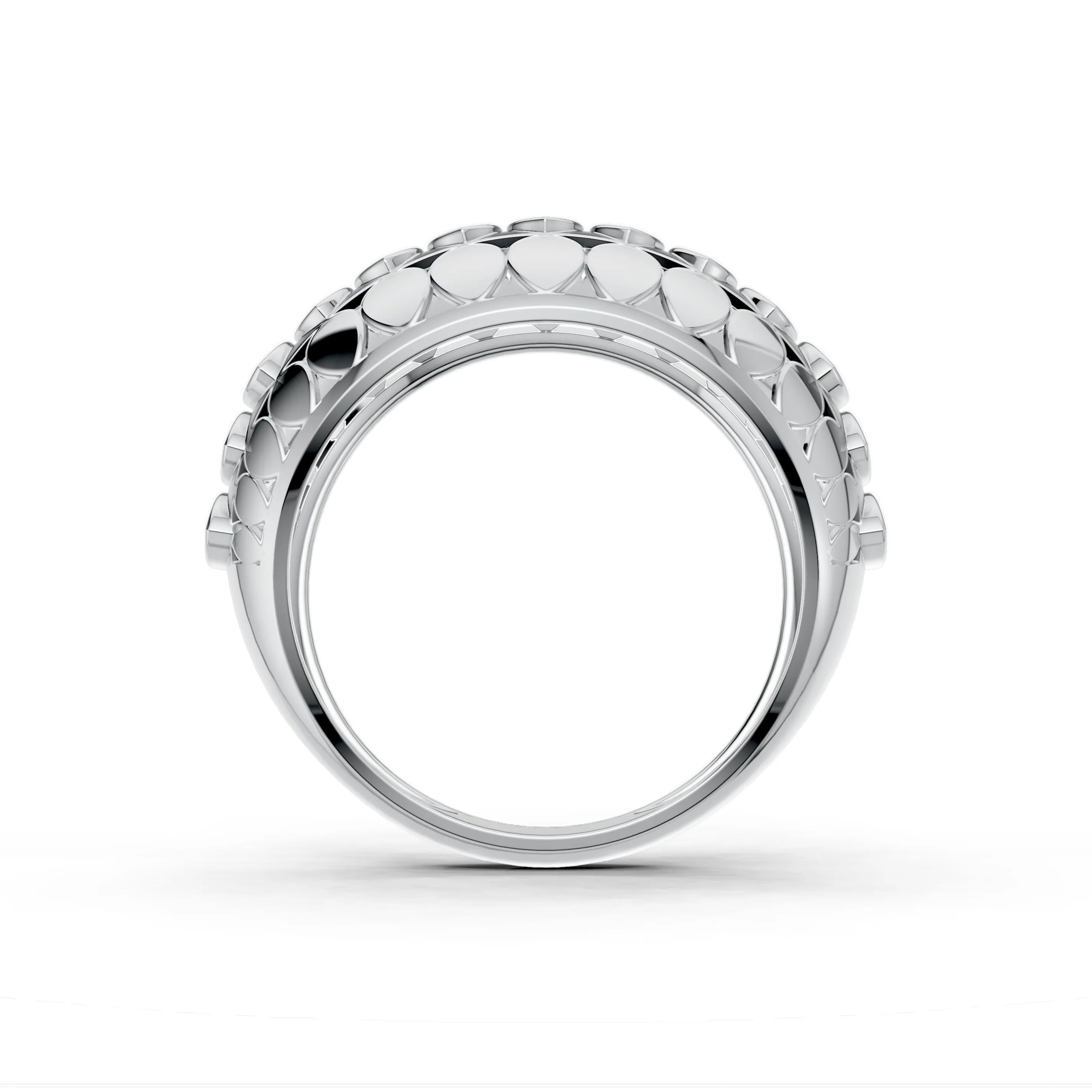 Pargold Solid Gold Oval Array Bezel Band -Silver_Diamond_Diamond_Static_Silver