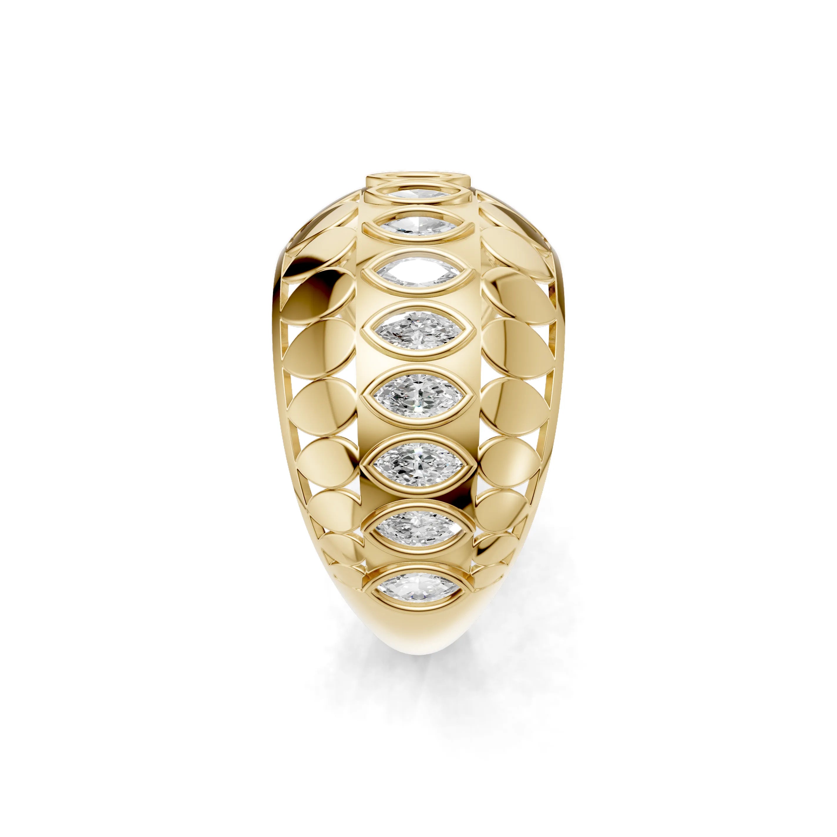 Pargold Solid Gold Oval Array Bezel Band -Gold_Diamond_Diamond_Static_Gold