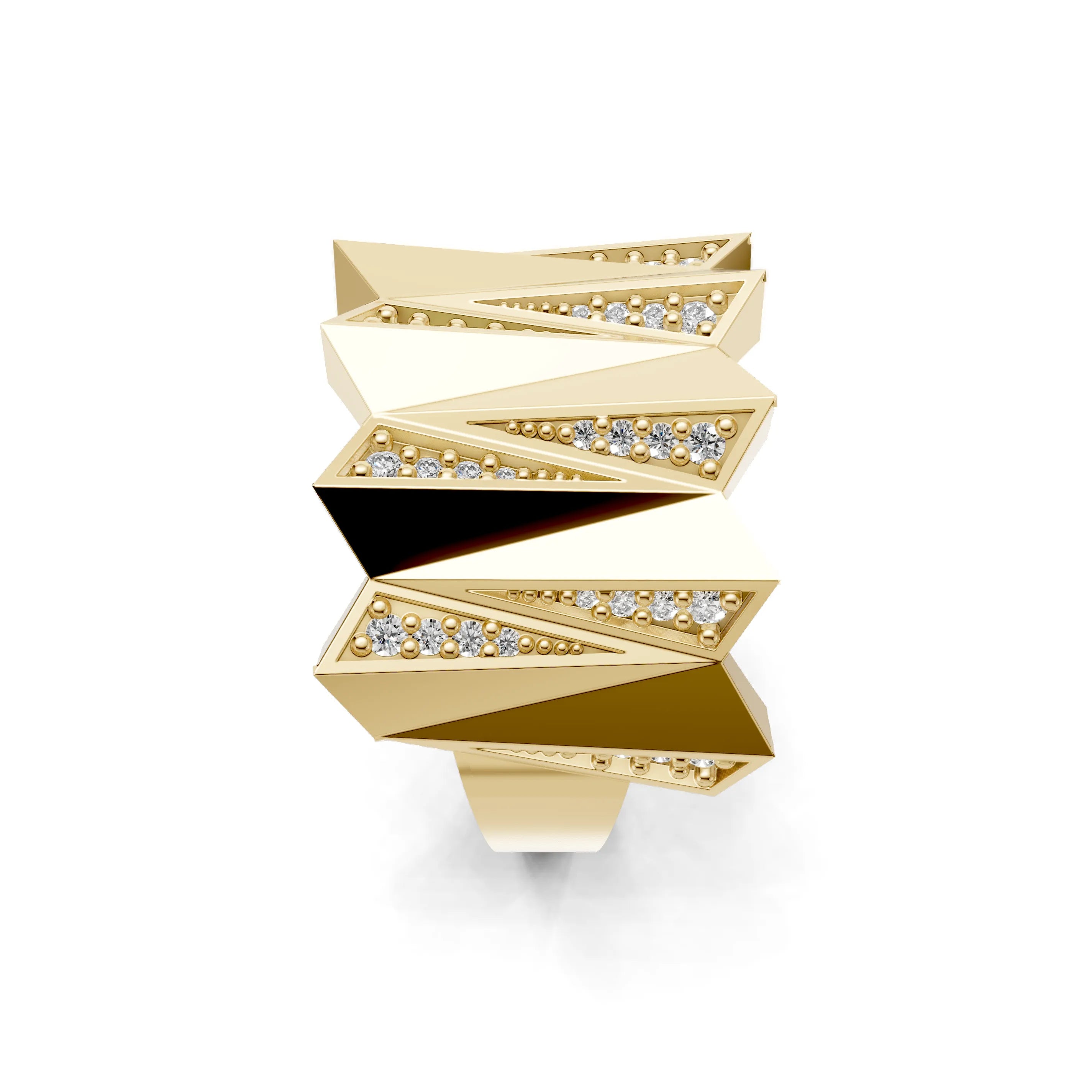 Pargold Solid Gold Art Deco Fan Gem Band -Gold_Diamond_Diamond_Static_Gold