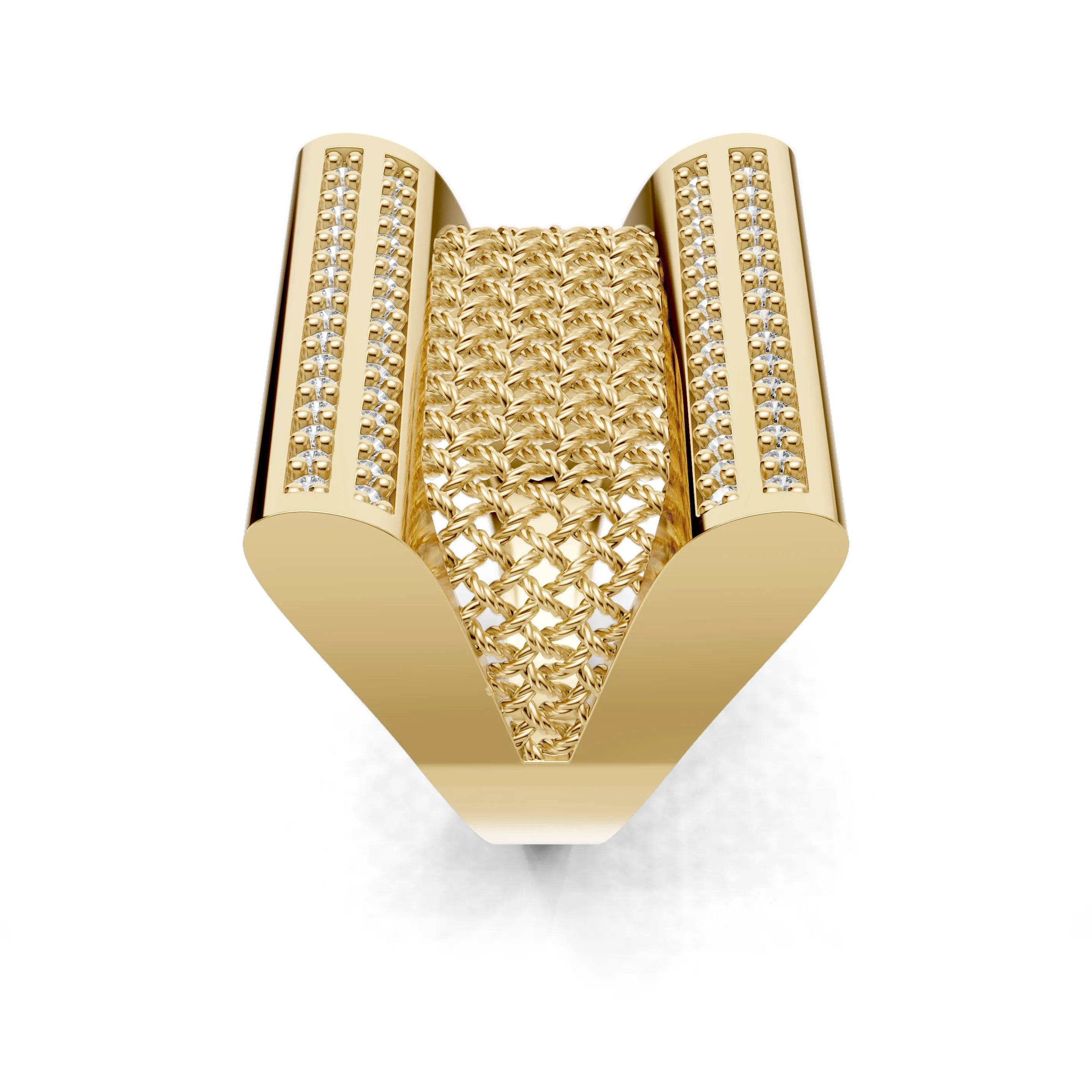 Pargold Solid Gold Woven Radiance Layered Band -Gold_Diamond_Diamond_Static_Gold