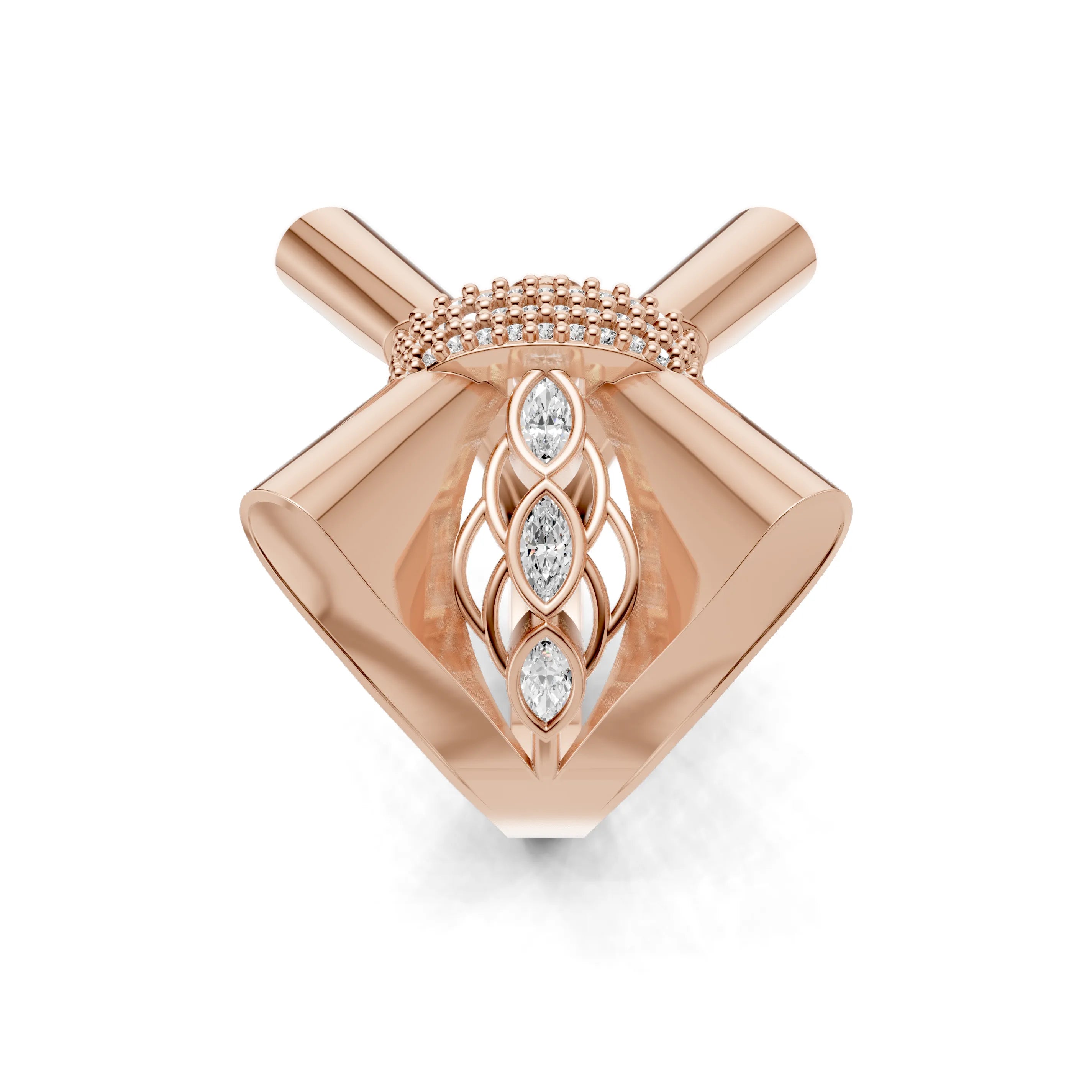 Pargold Solid Gold Sculptural Bow Gem Accent Ring -Rose_Diamond_Diamond_Static_Rose