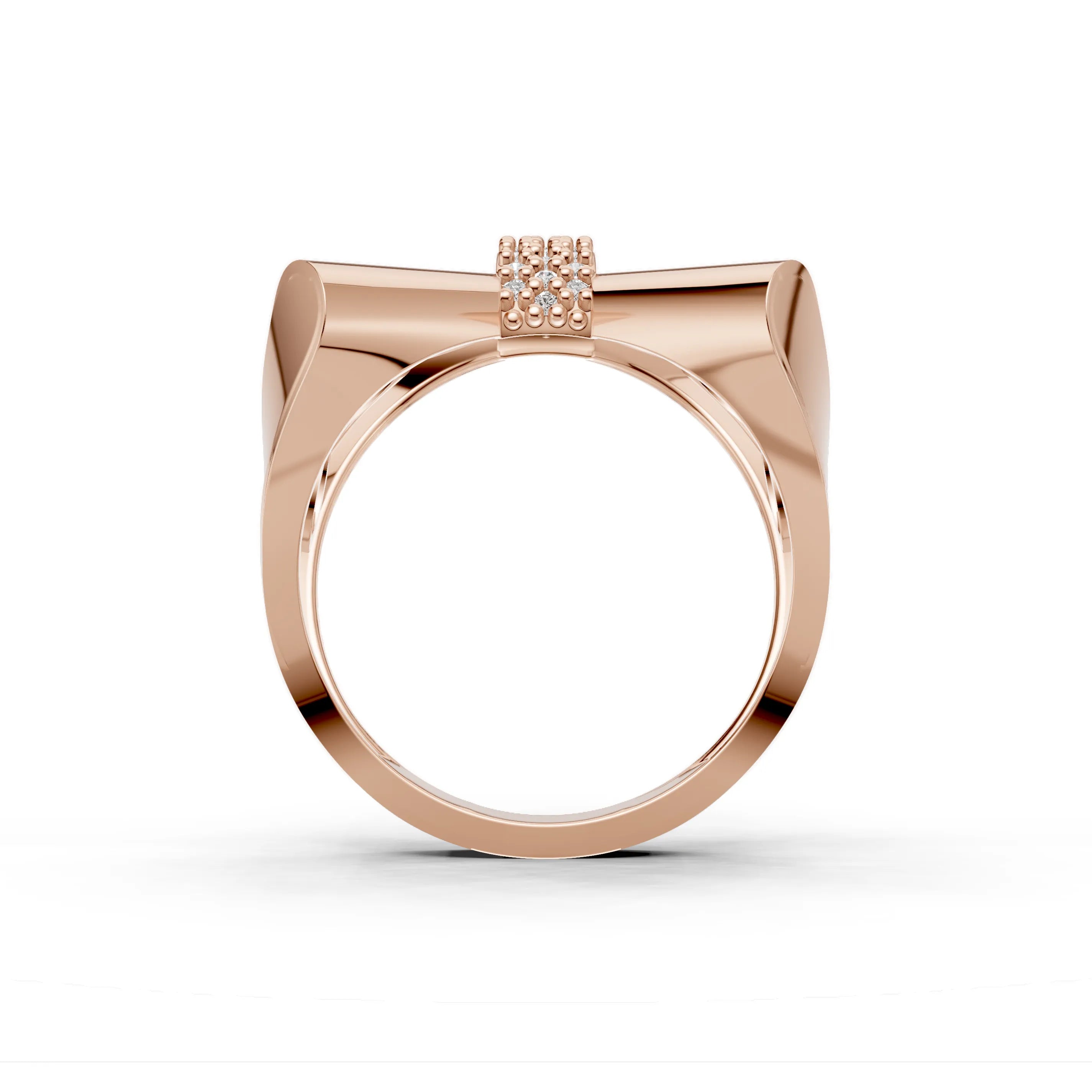 Pargold Solid Gold Sculptural Bow Gem Accent Ring -Rose_Diamond_Diamond_Static_Rose