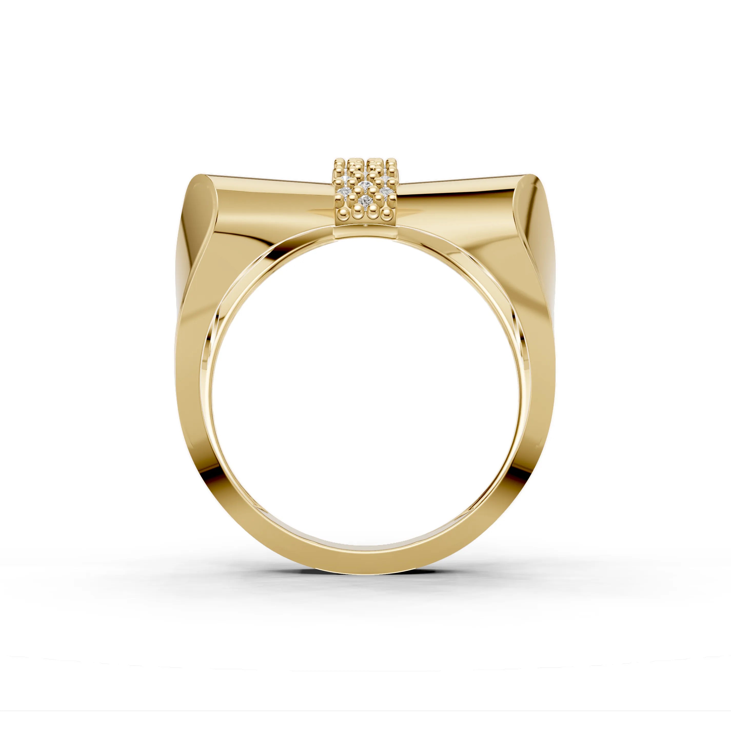 Pargold Solid Gold Sculptural Bow Gem Accent Ring -Gold_Diamond_Diamond_Static_Gold