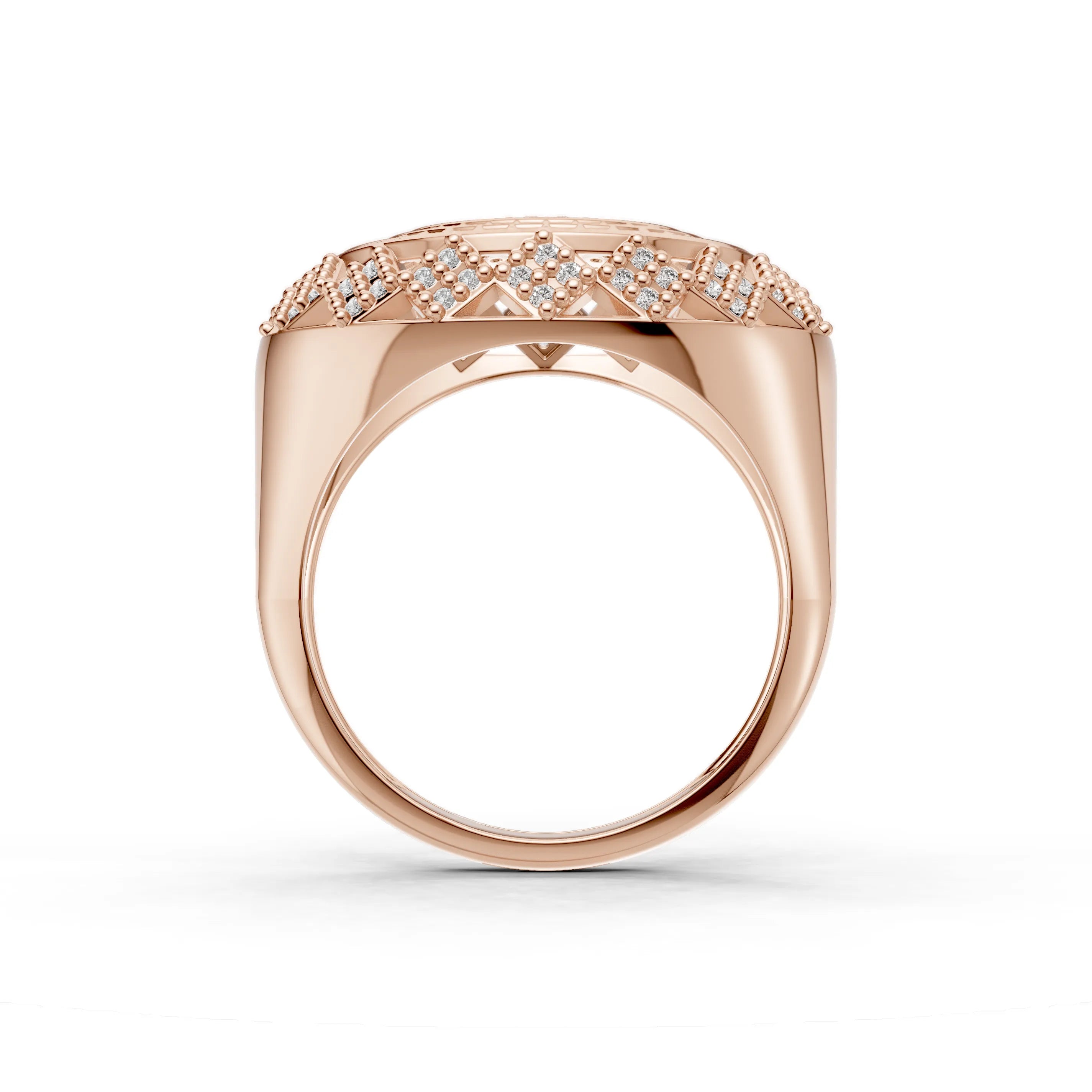 Pargold Solid Gold Orbiting Brilliance Solitaire Ring -Rose_Diamond_Diamond_Static_Rose