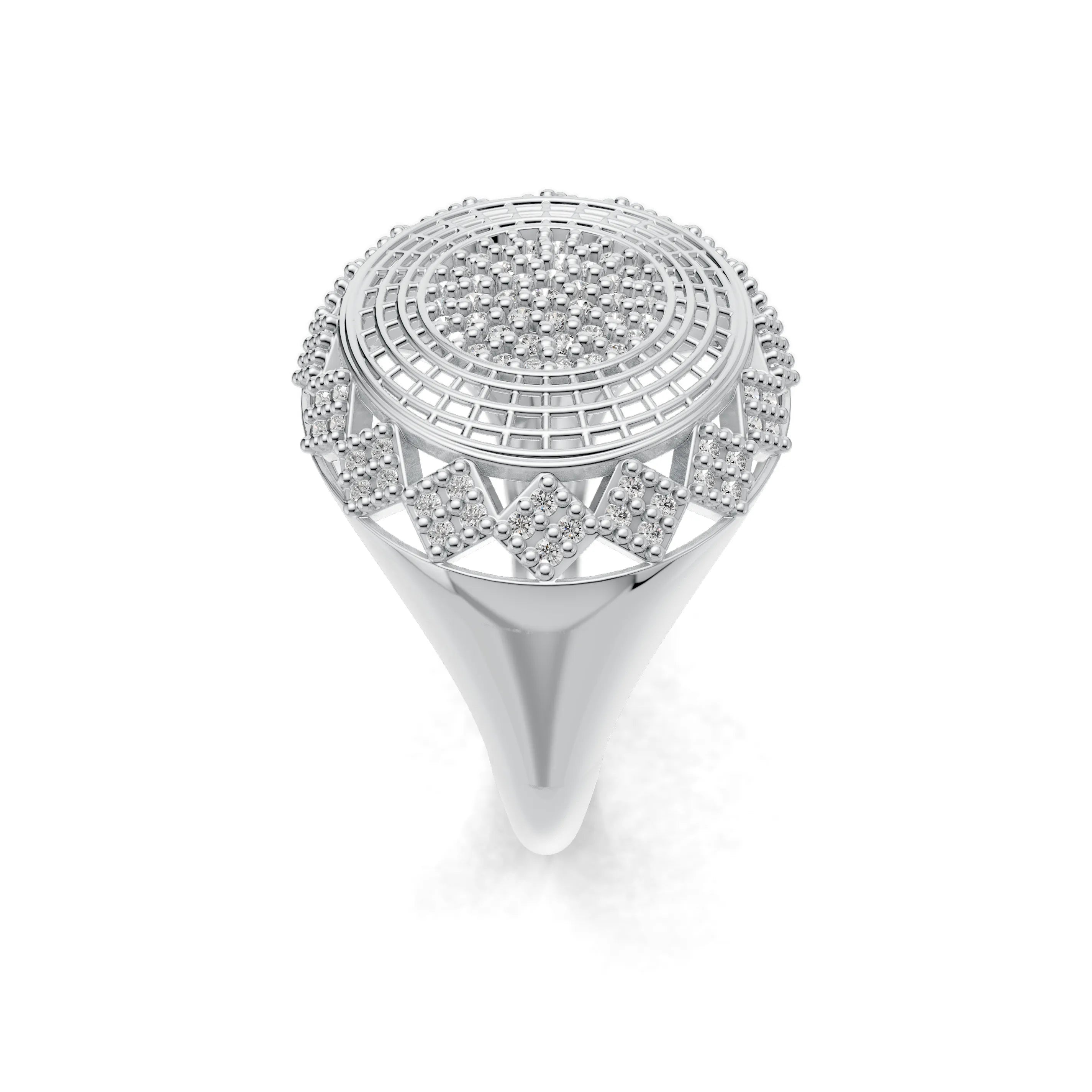 Pargold Solid Gold Orbiting Brilliance Solitaire Ring -Silver_Diamond_Diamond_Static_Silver