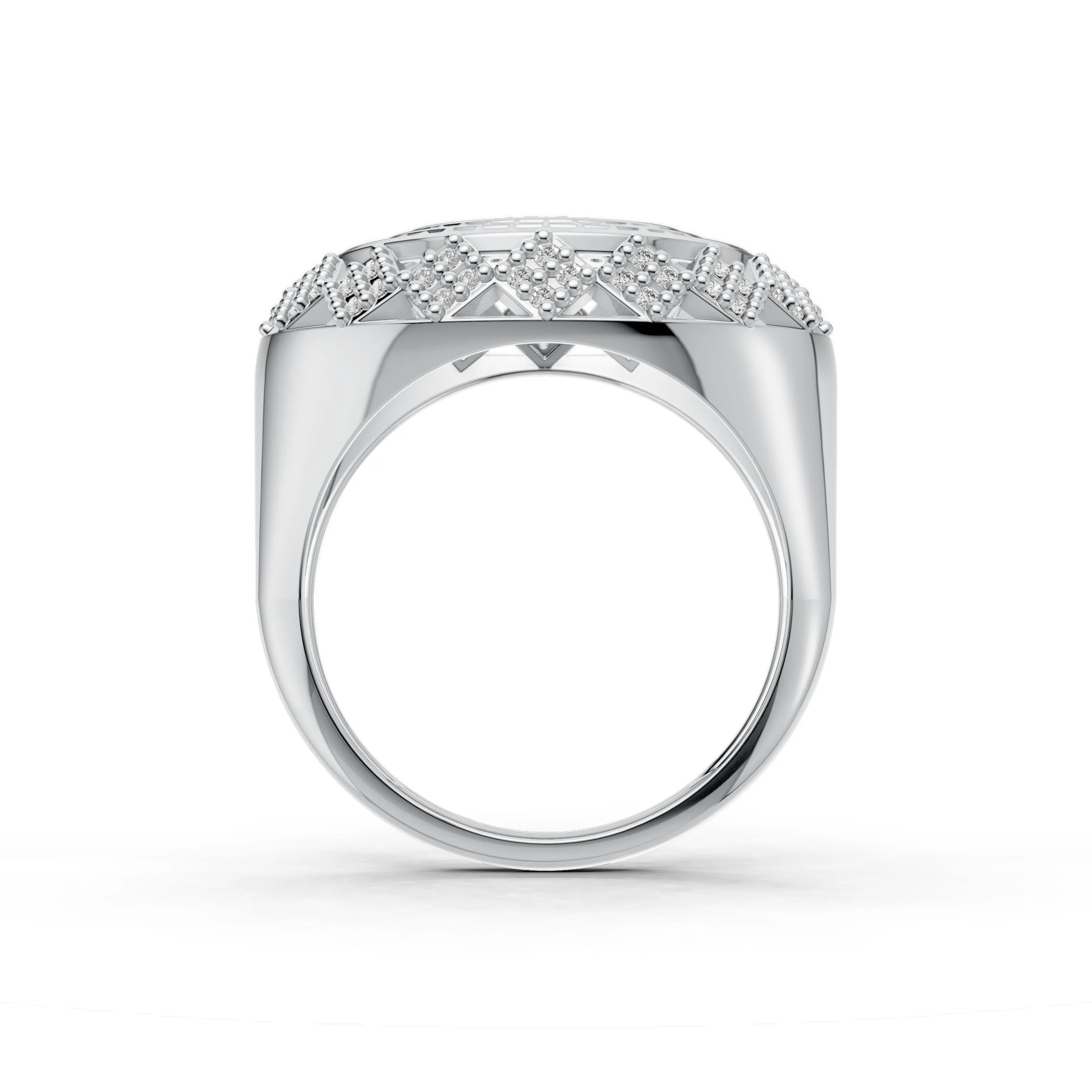 Pargold Solid Gold Orbiting Brilliance Solitaire Ring -Silver_Diamond_Diamond_Static_Silver