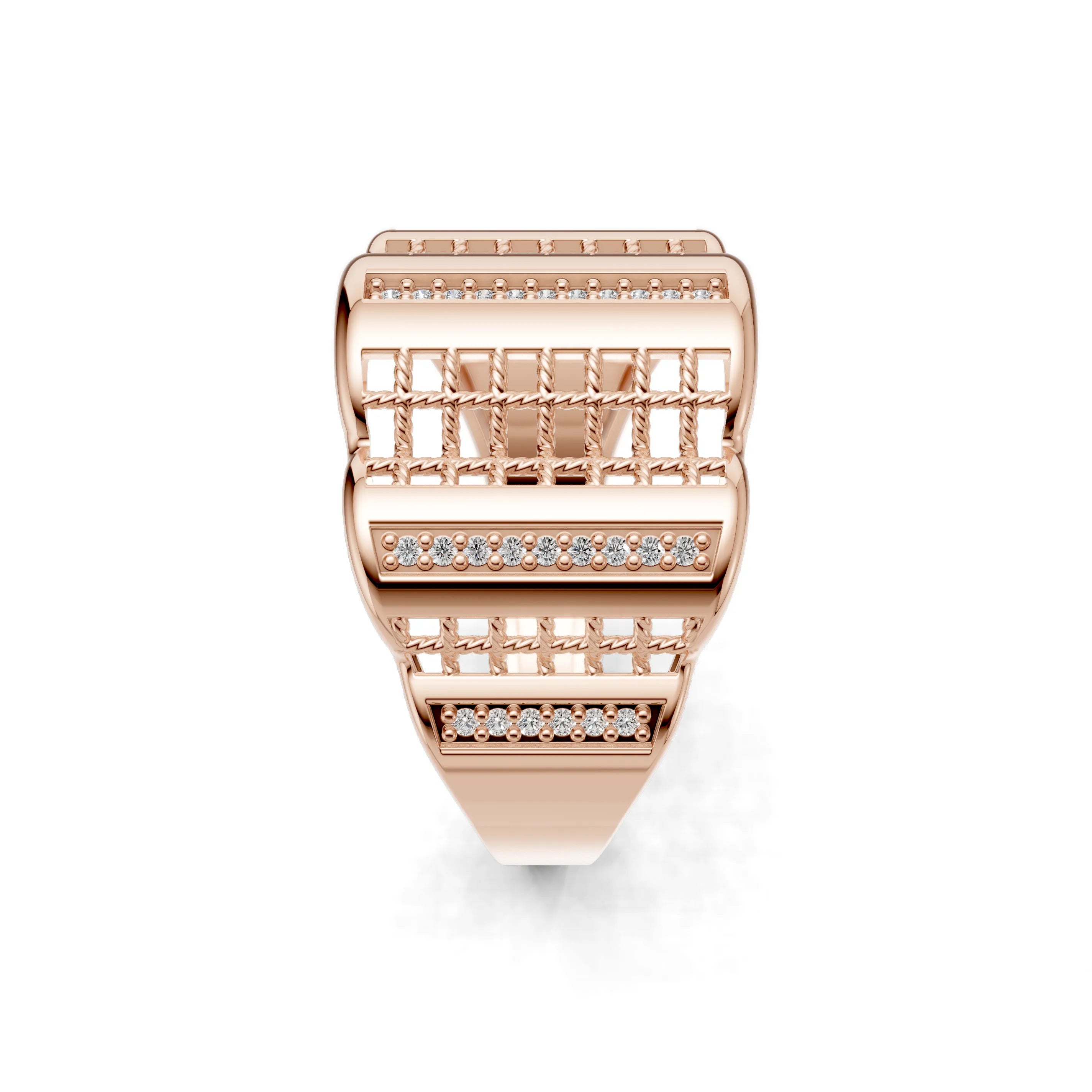 Pargold Solid Gold Columnar Brilliance Cocktail Band -Rose_Diamond_Diamond_Static_Rose