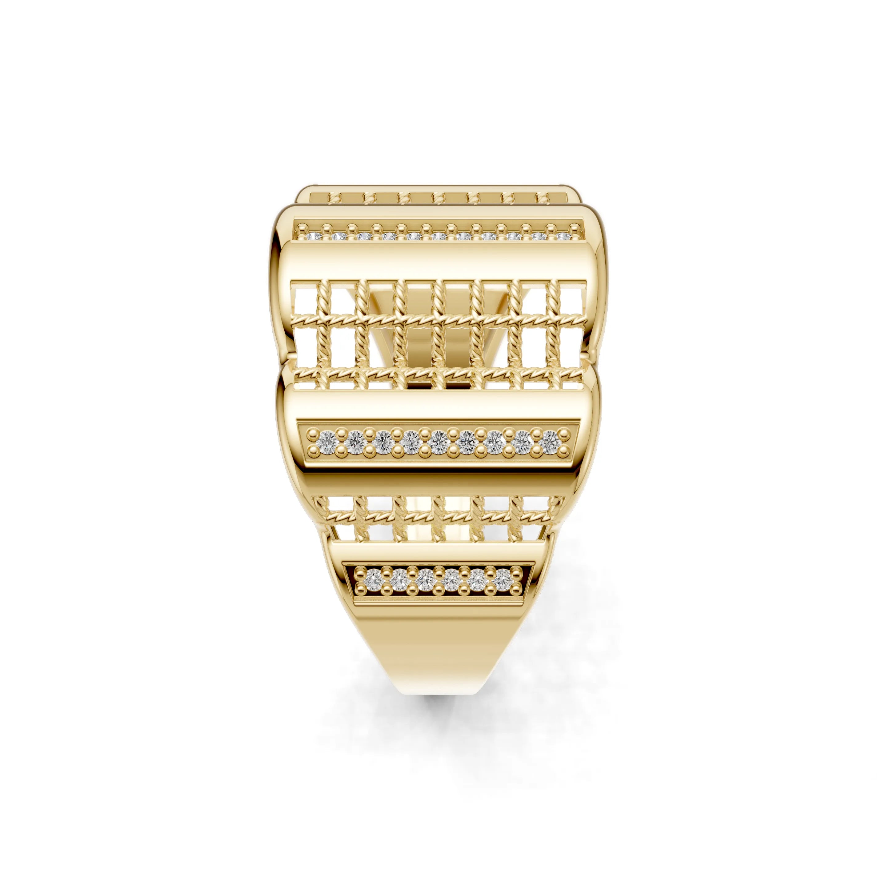 Pargold Solid Gold Columnar Brilliance Cocktail Band -Gold_Diamond_Diamond_Static_Gold