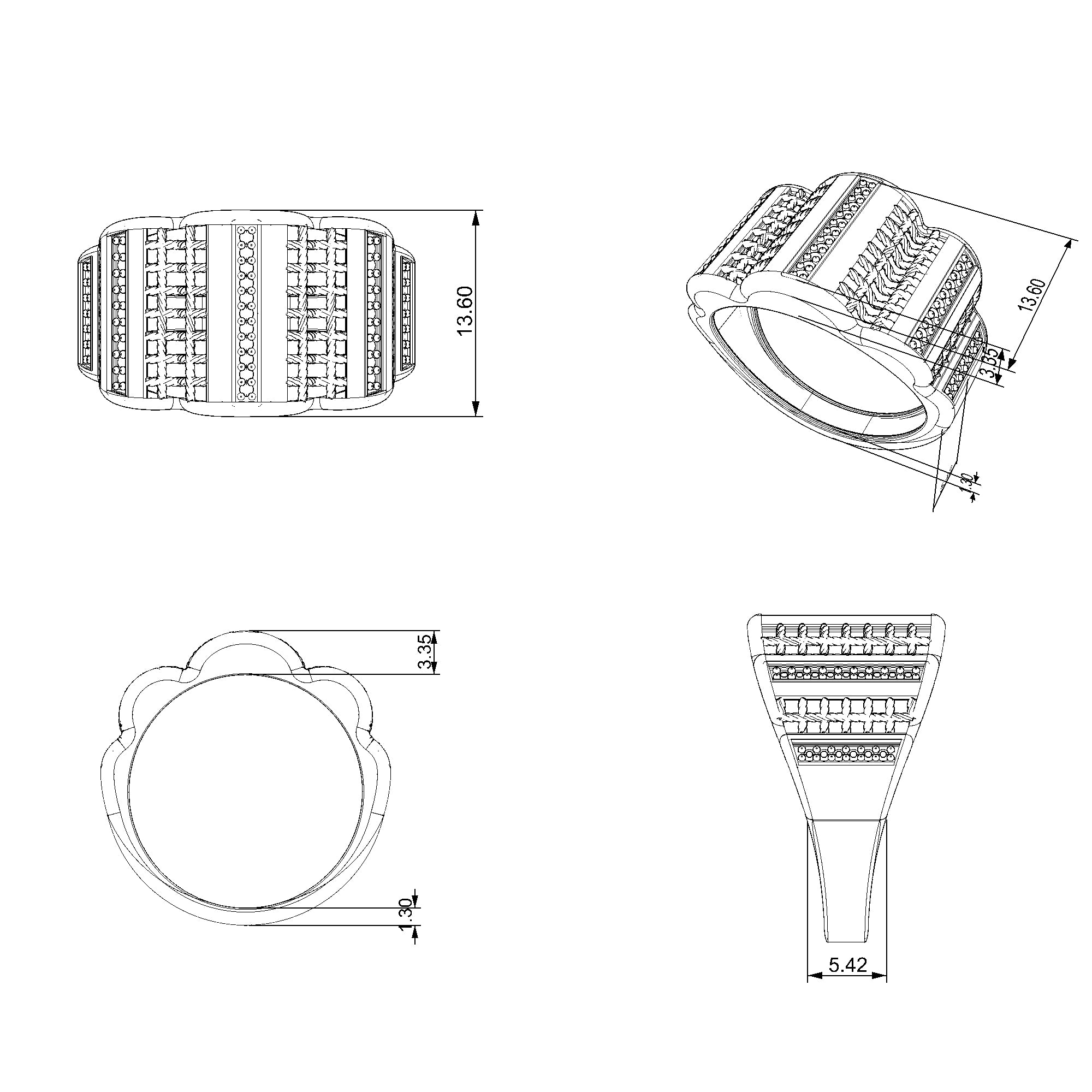 Pargold Solid Gold Columnar Brilliance Cocktail Band-Static