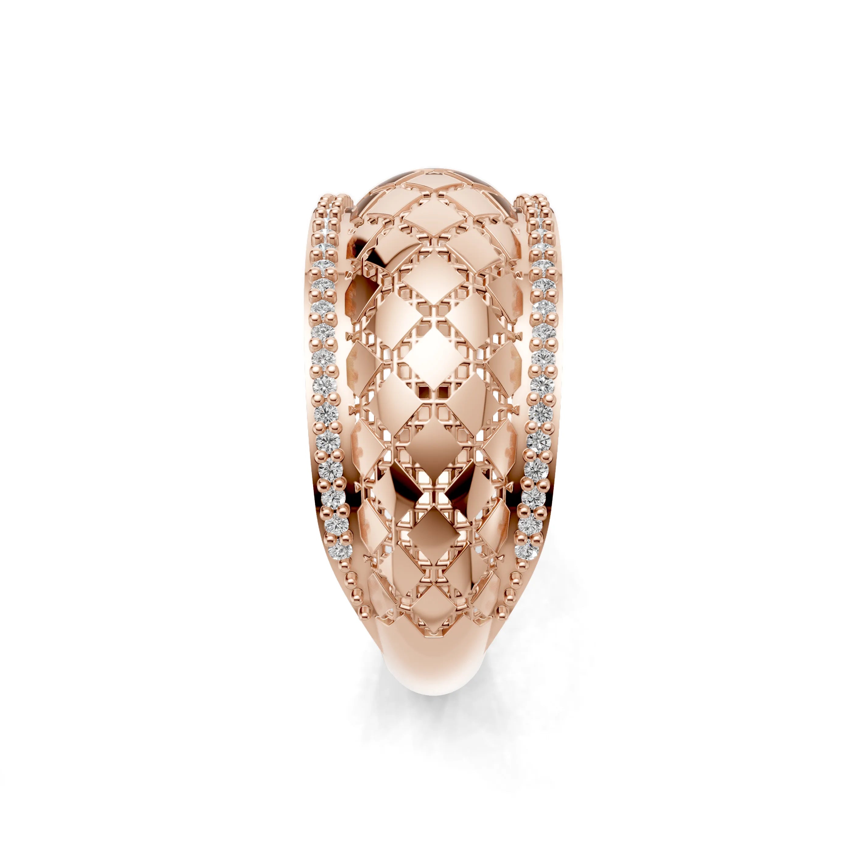 Pargold Solid Gold Lattice Crown Gem Band -Rose_Diamond_Diamond_Static_Rose