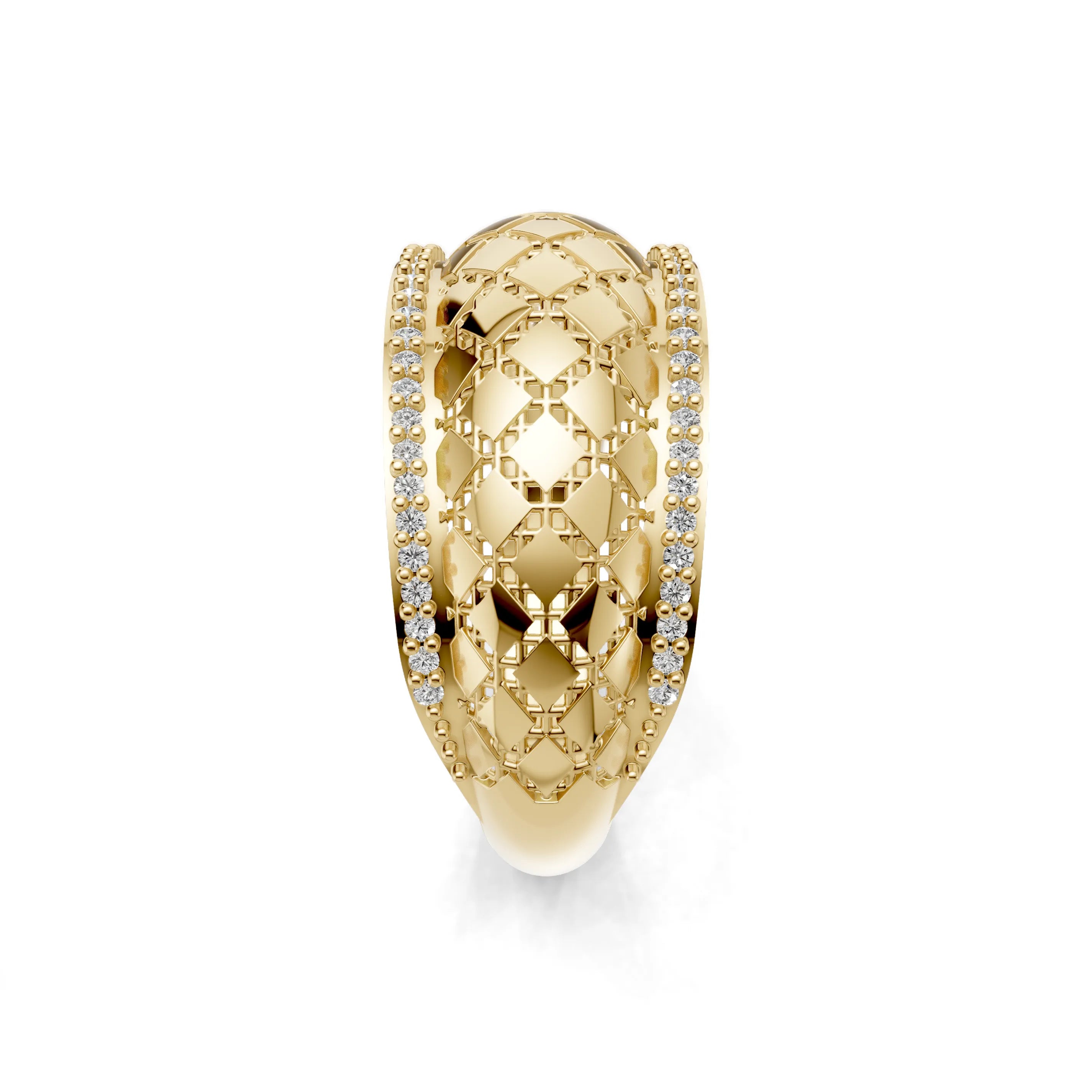 Pargold Solid Gold Lattice Crown Gem Band -Gold_Diamond_Diamond_Static_Gold