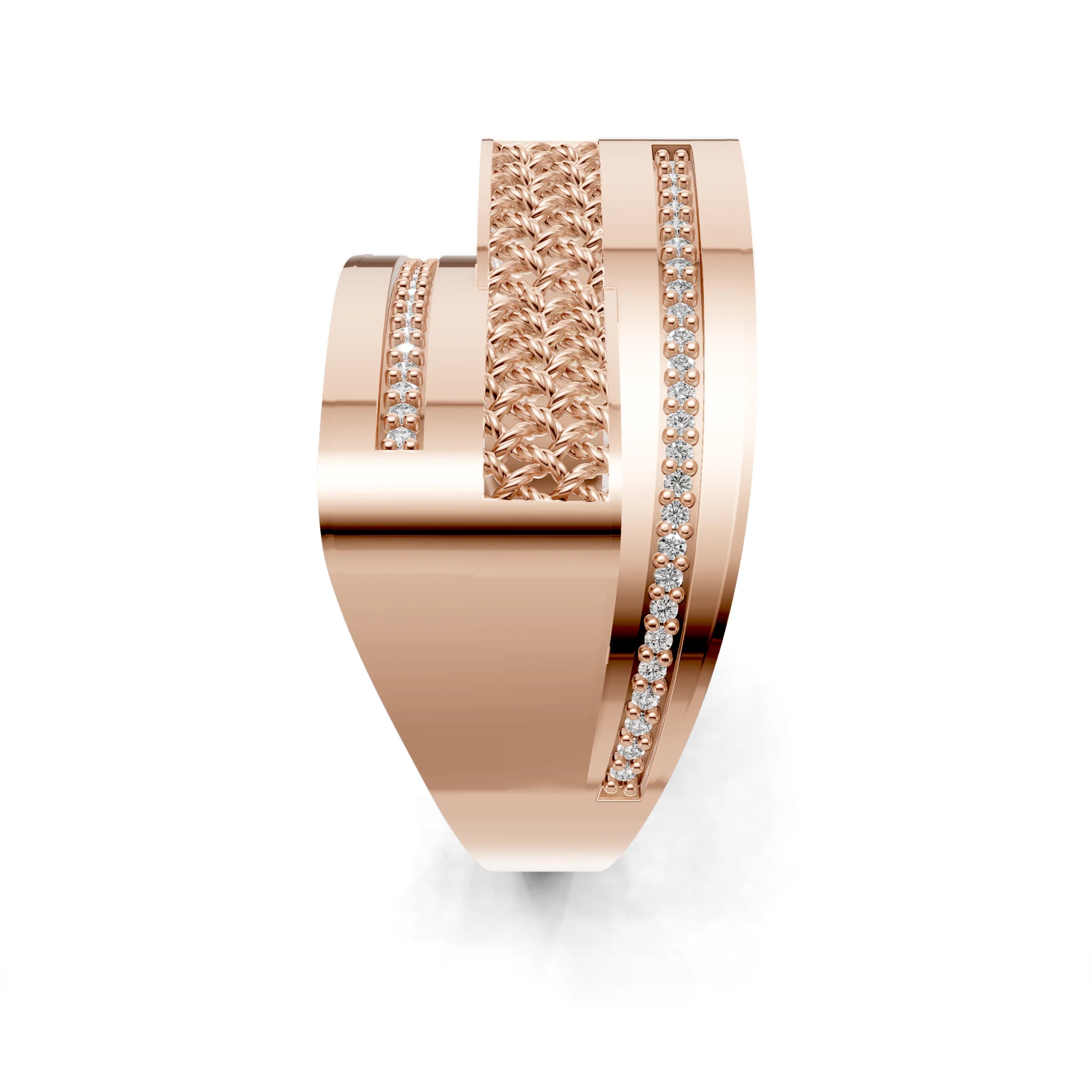 Pargold Solid Gold Braided Gleam Twin Band -Rose_Diamond_Diamond_Static_Rose