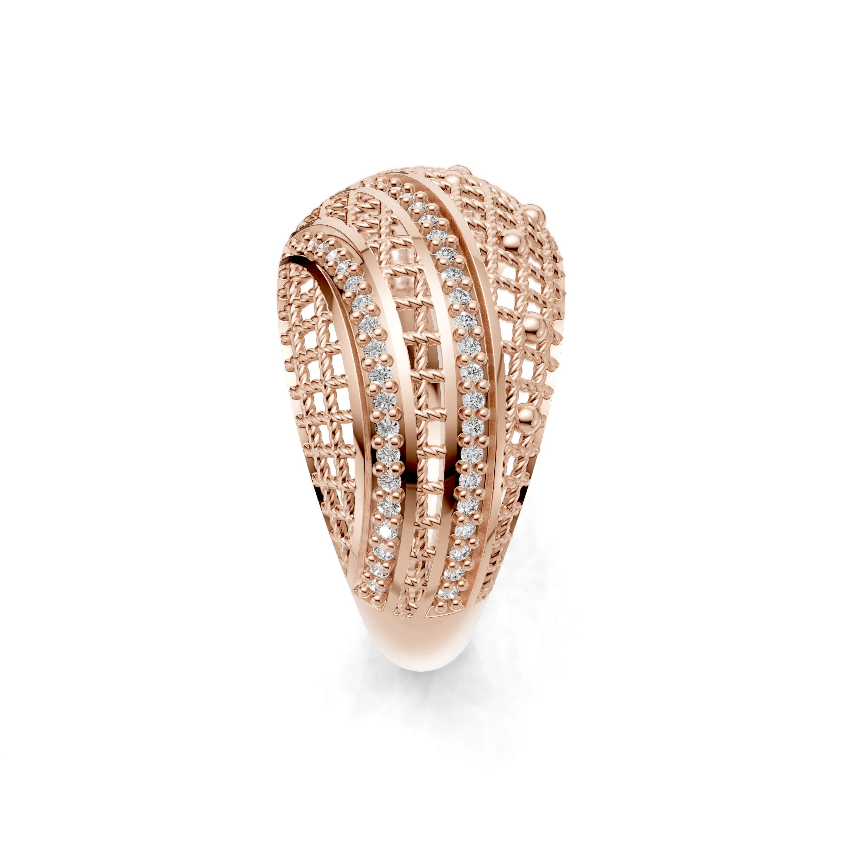 Pargold Solid Gold Crisscross Lattice Gem Band -Rose_Diamond_Diamond_Static_Rose