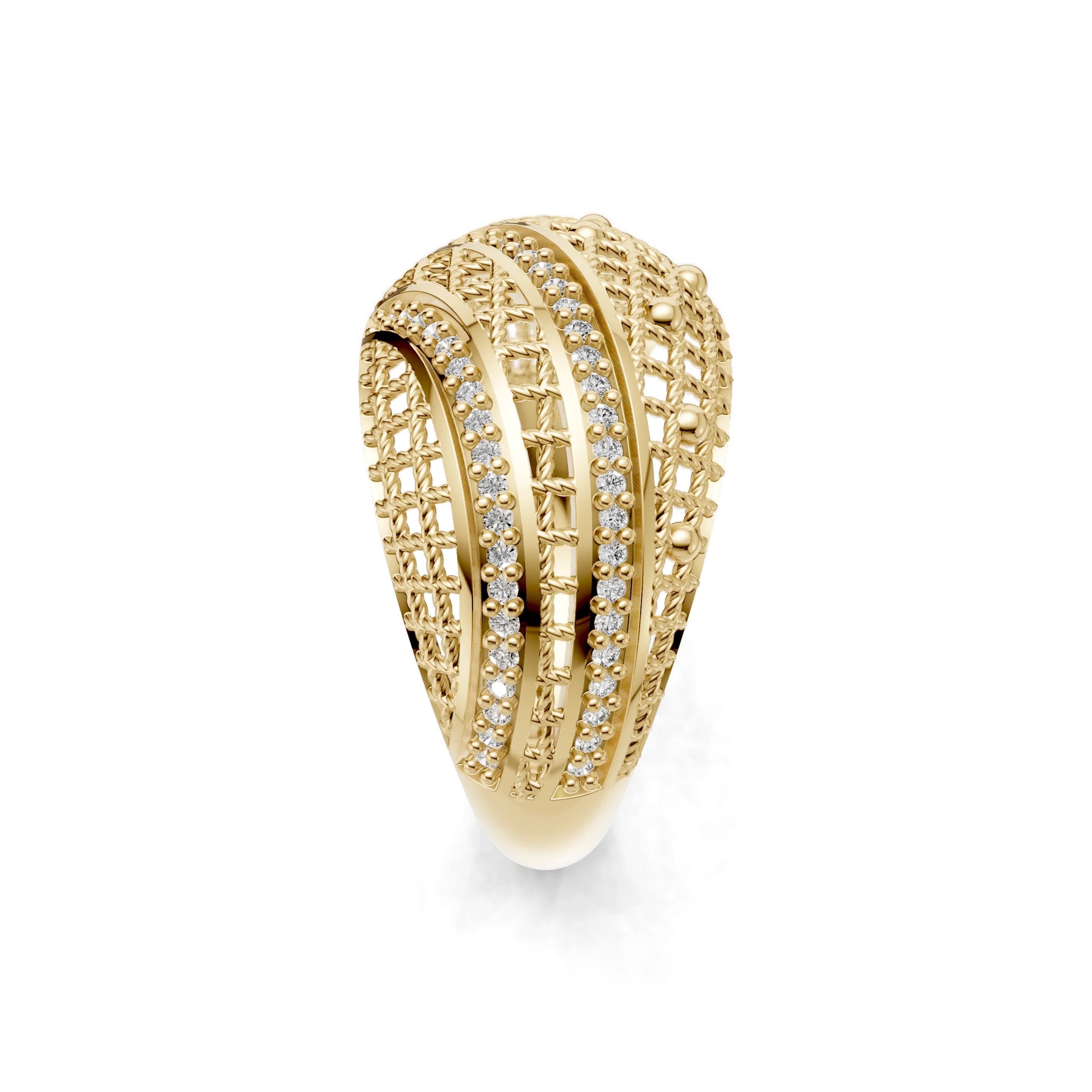 Pargold Solid Gold Crisscross Lattice Gem Band -Gold_Diamond_Diamond_Static_Gold