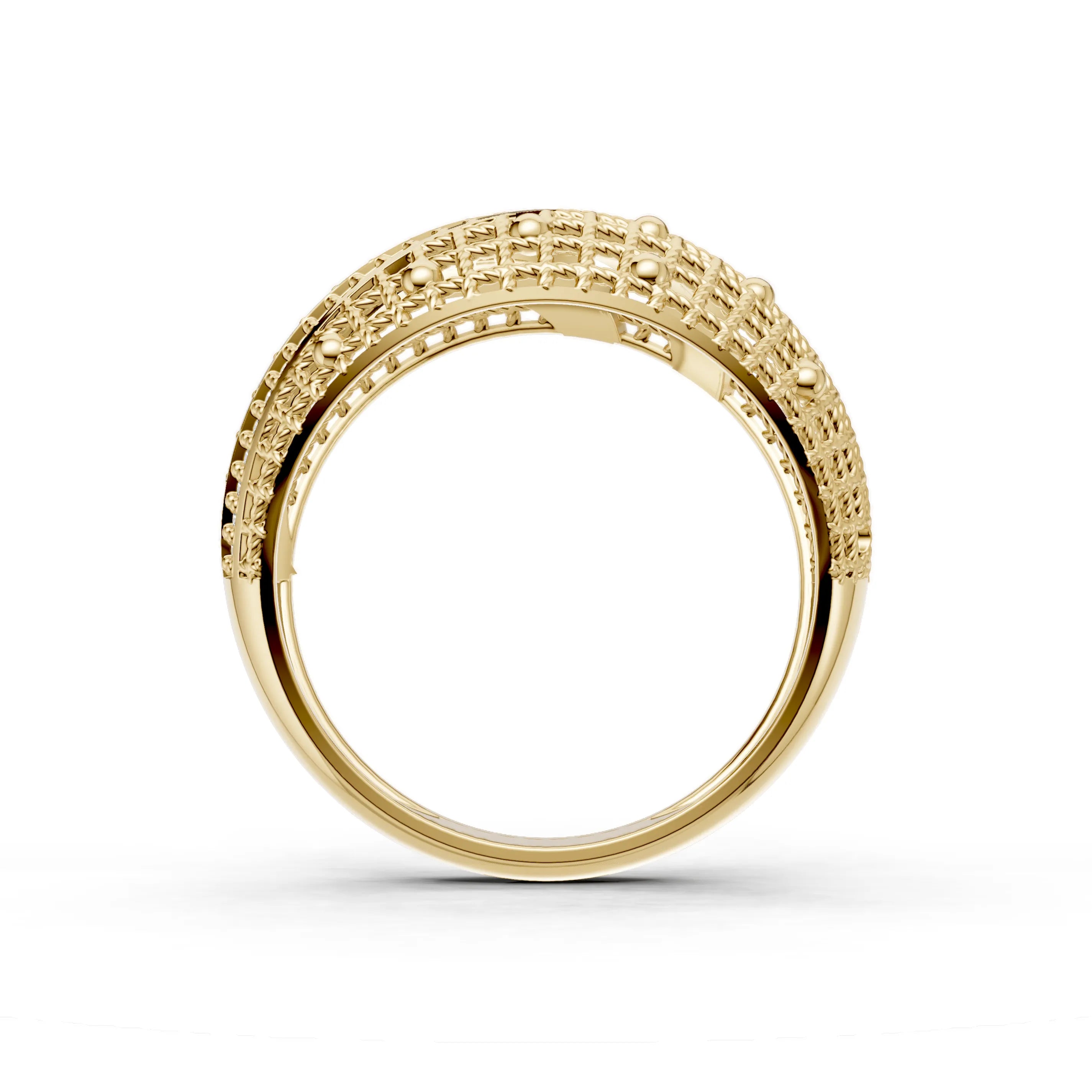 Pargold Solid Gold Crisscross Lattice Gem Band -Gold_Diamond_Diamond_Static_Gold