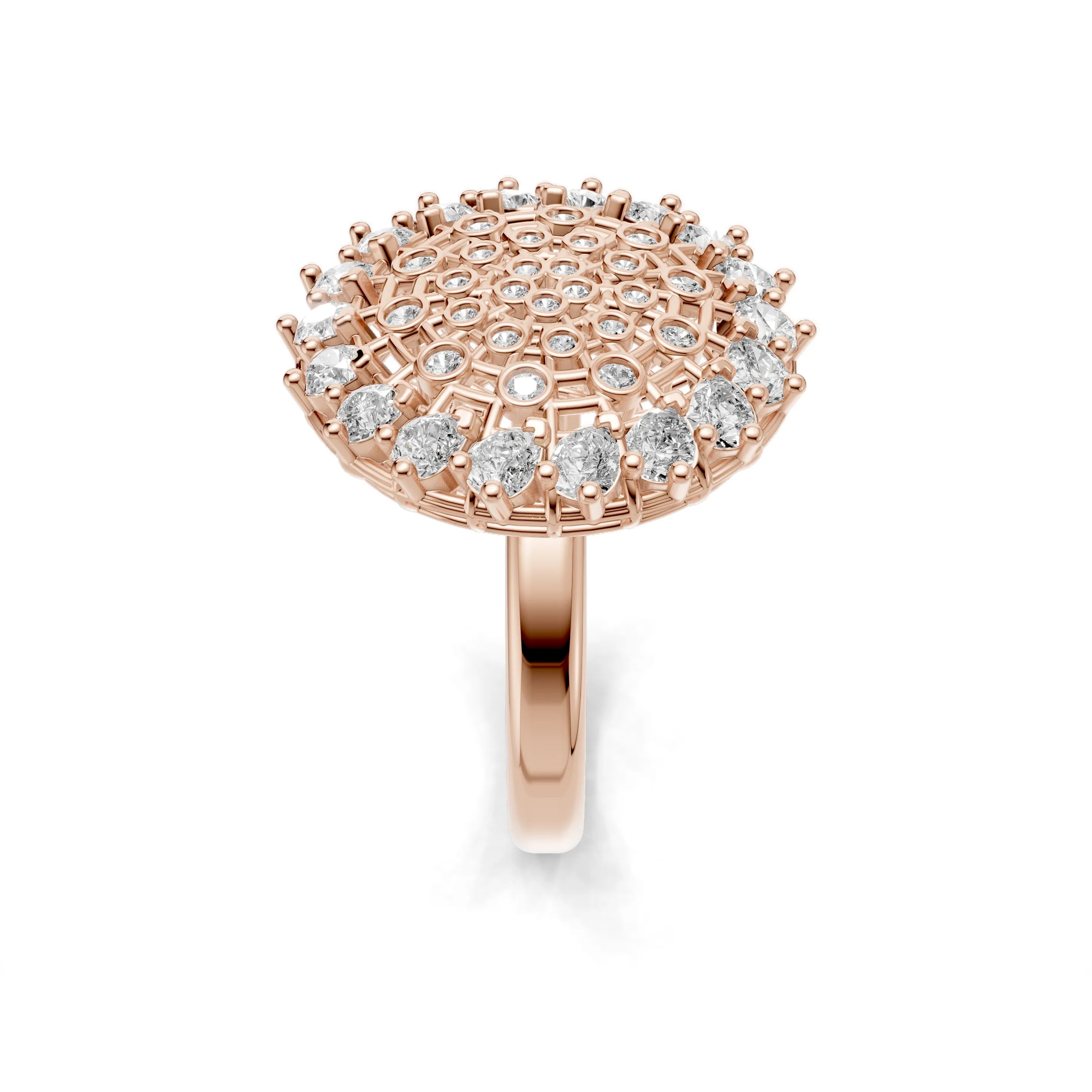 Pargold Solid Gold Regal Mosaic Gemstone Disc Ring -Rose_Diamond_Diamond_Static_Rose
