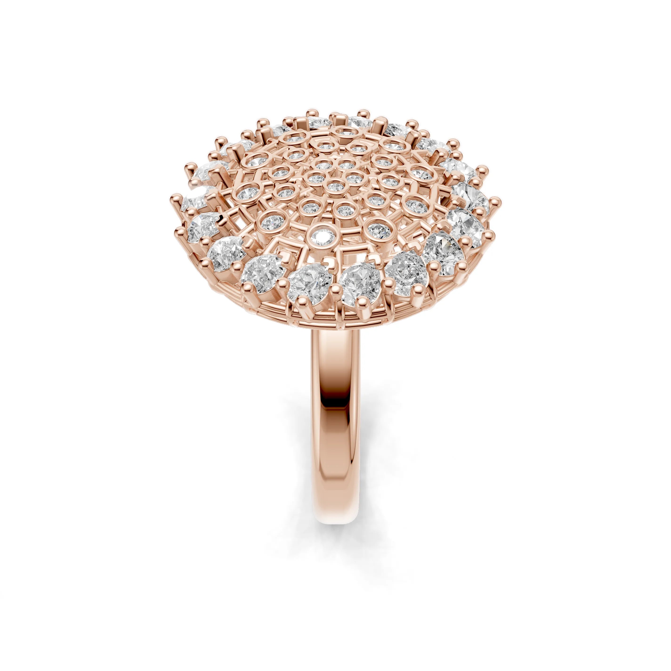 Pargold Solid Gold Regal Mosaic Gemstone Disc Ring -Rose_Diamond_Diamond_Static_Rose