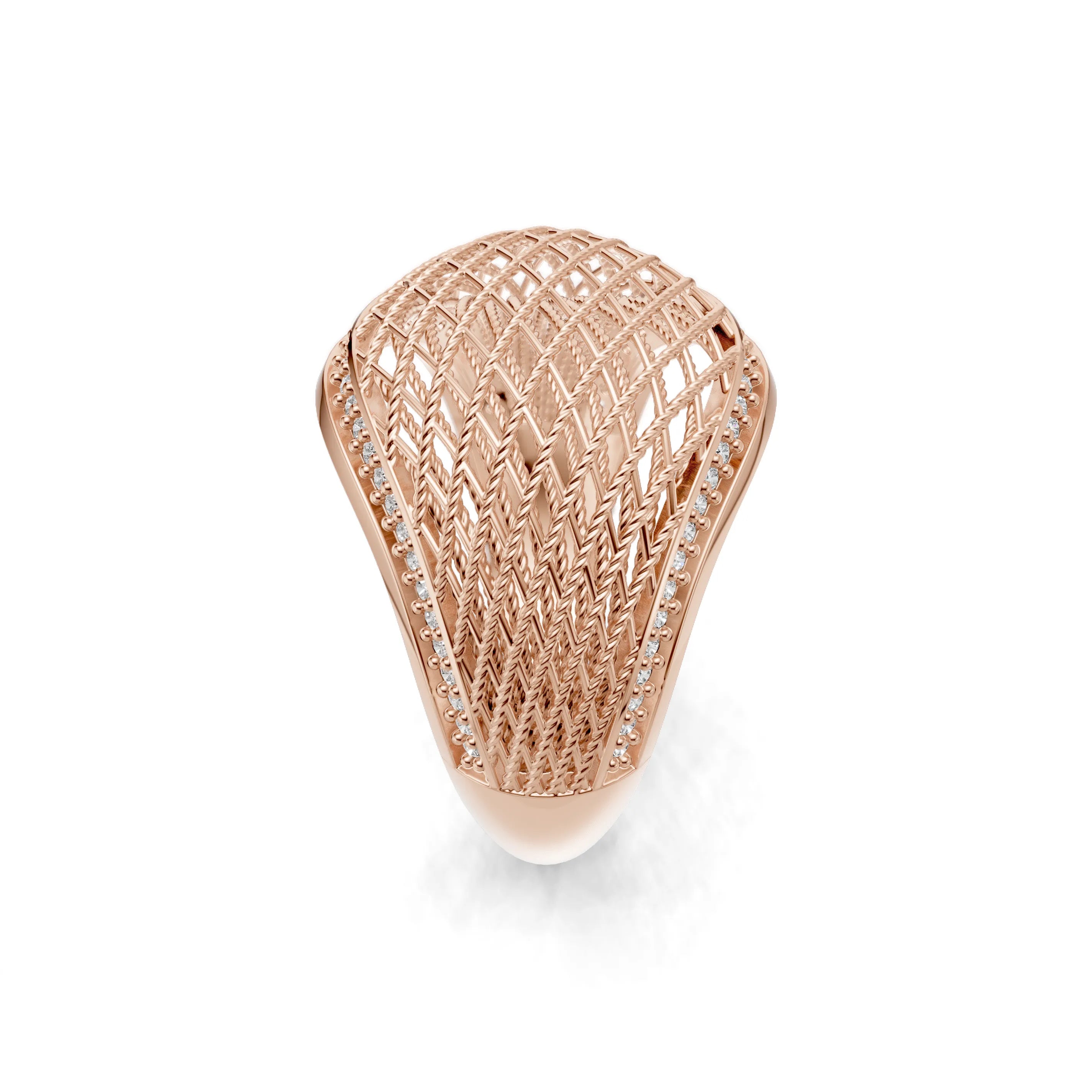 Pargold Solid Gold Diamond Lattice Brilliance Band -Rose_Diamond_Diamond_Static_Rose