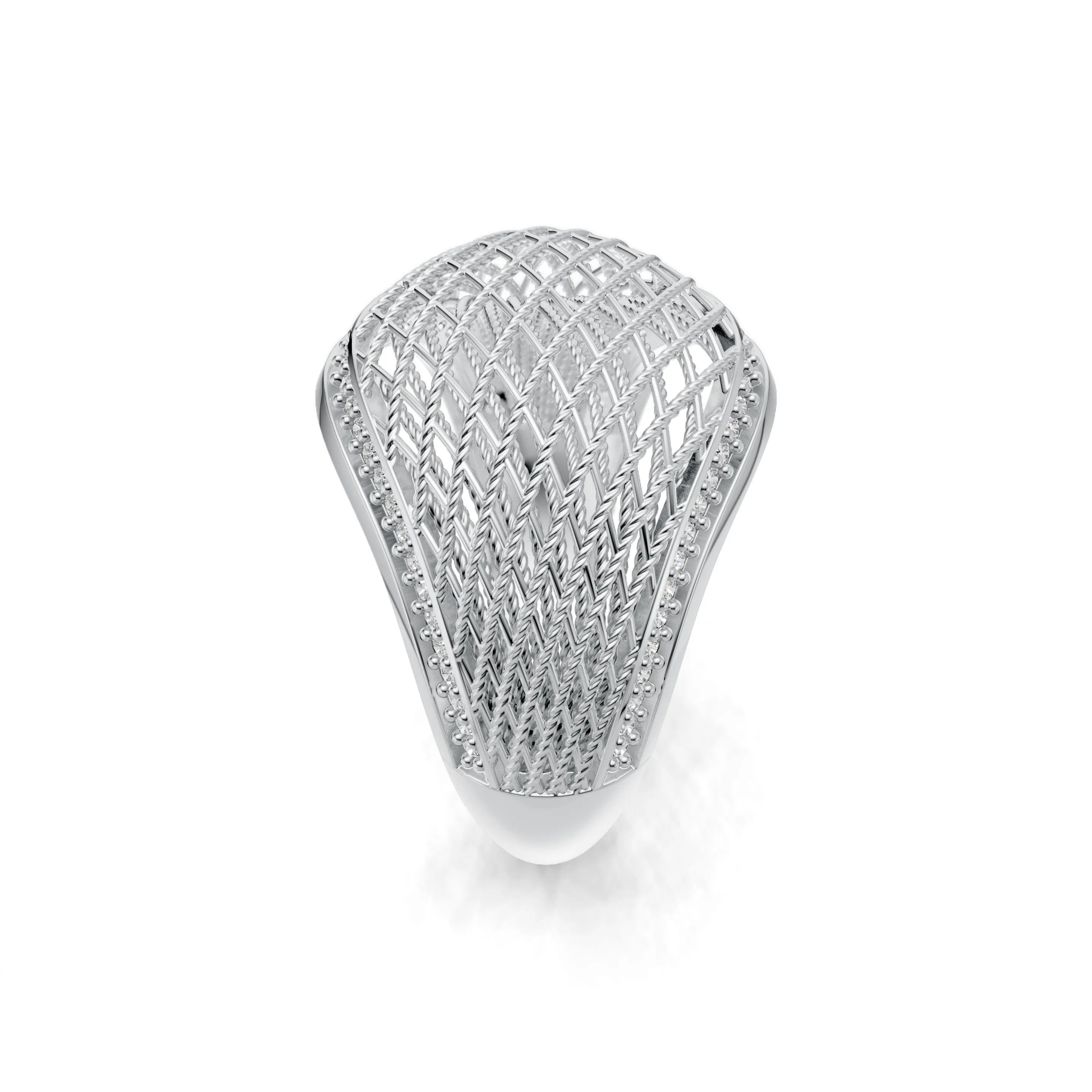 Pargold Solid Gold Diamond Lattice Brilliance Band -Silver_Diamond_Diamond_Static_Silver