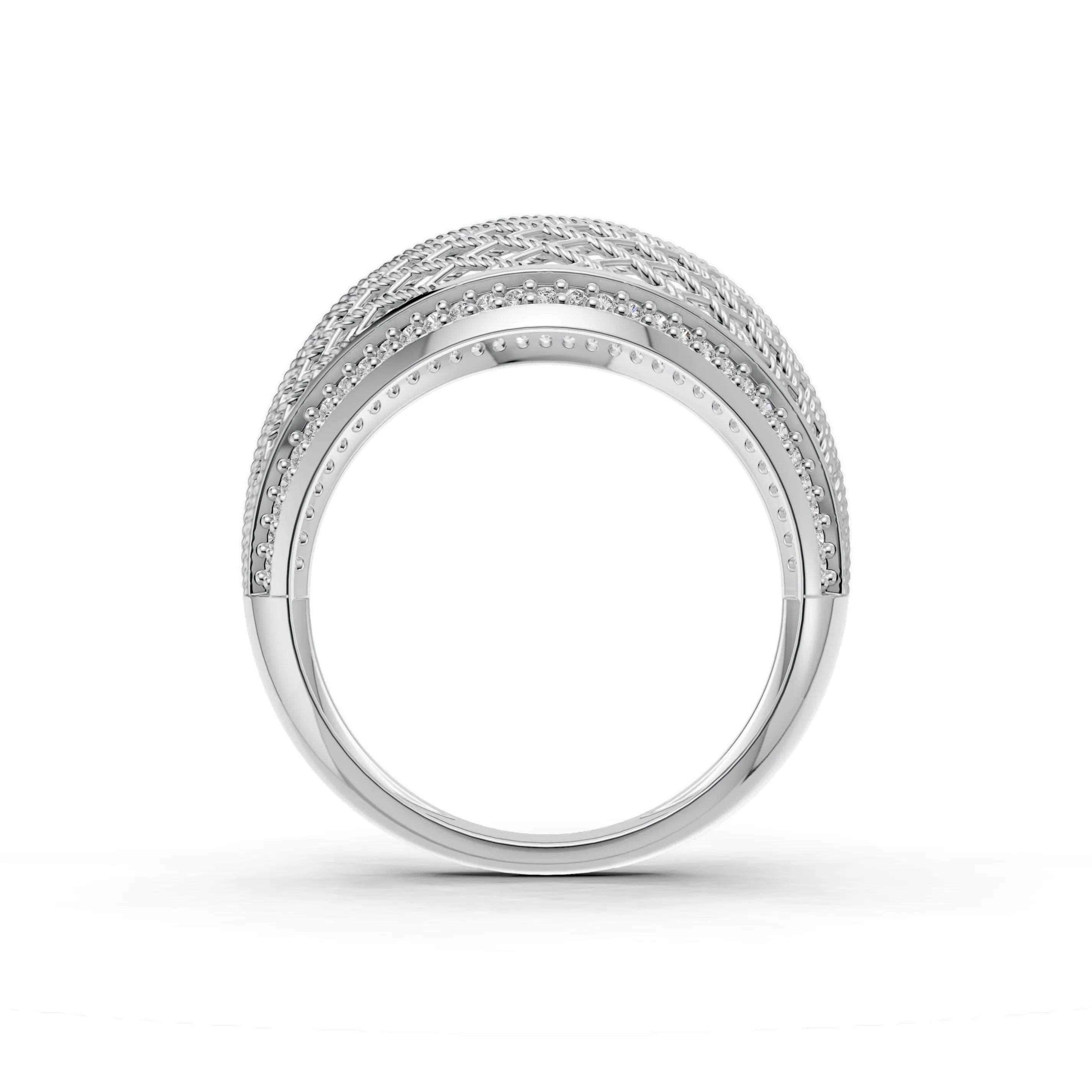 Pargold Solid Gold Diamond Lattice Brilliance Band -Silver_Diamond_Diamond_Static_Silver