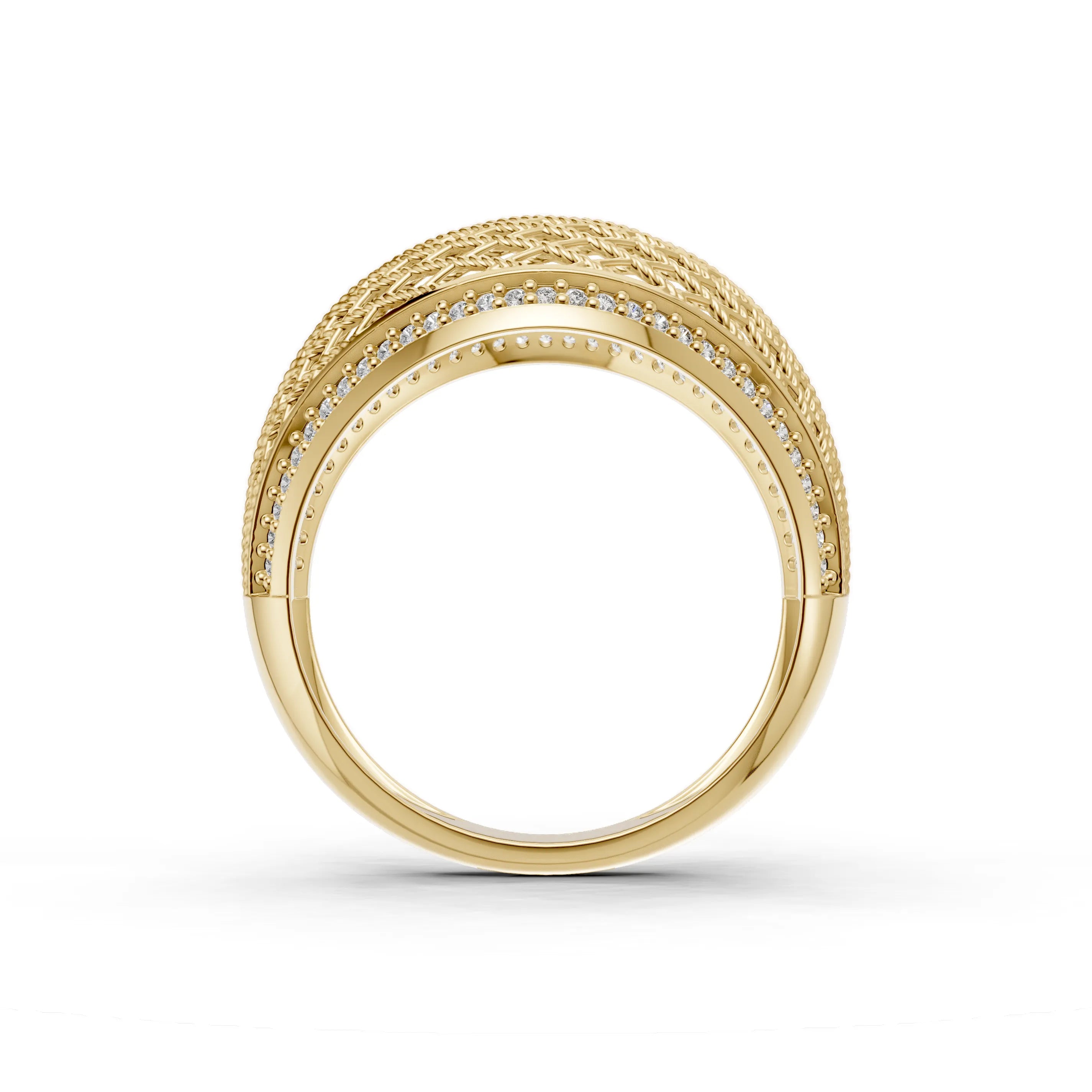 Pargold Solid Gold Diamond Lattice Brilliance Band -Gold_Diamond_Diamond_Static_Gold