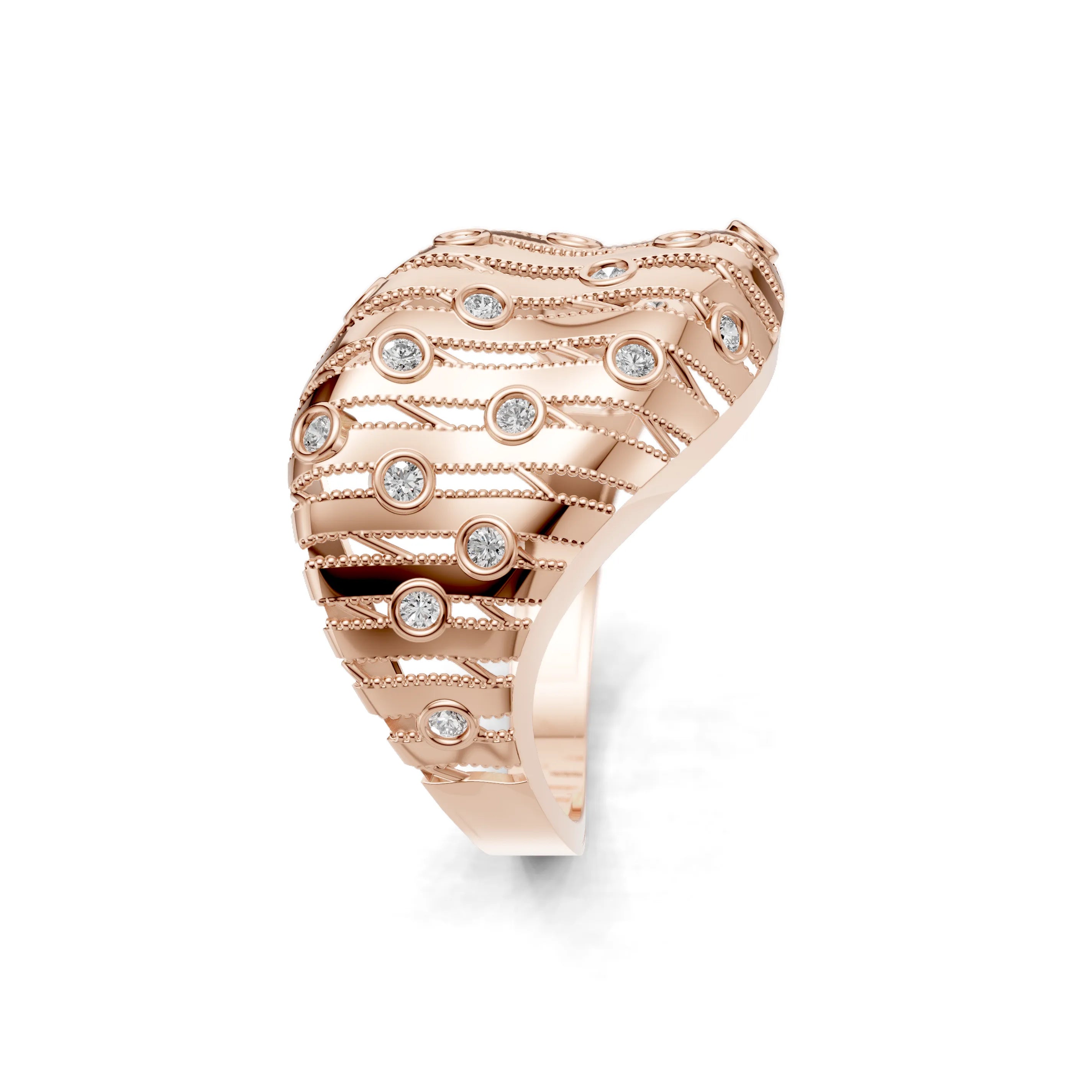 Pargold Solid Gold Sunbeam Symphony Engageement Ring -Rose_Diamond_Diamond_Static_Rose