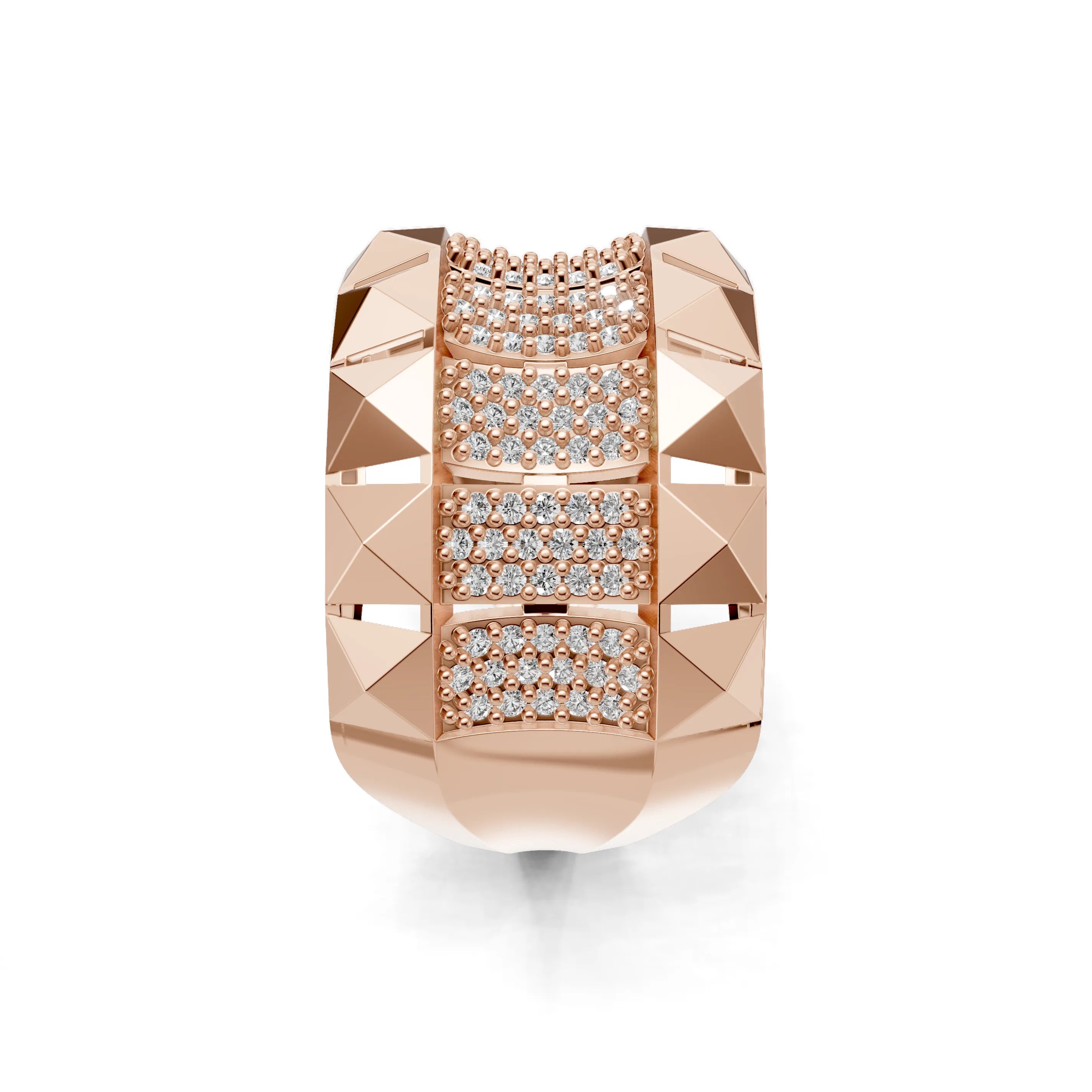 Pargold Solid Gold Geometric Gleam Cluster Band -Rose_Diamond_Diamond_Static_Rose