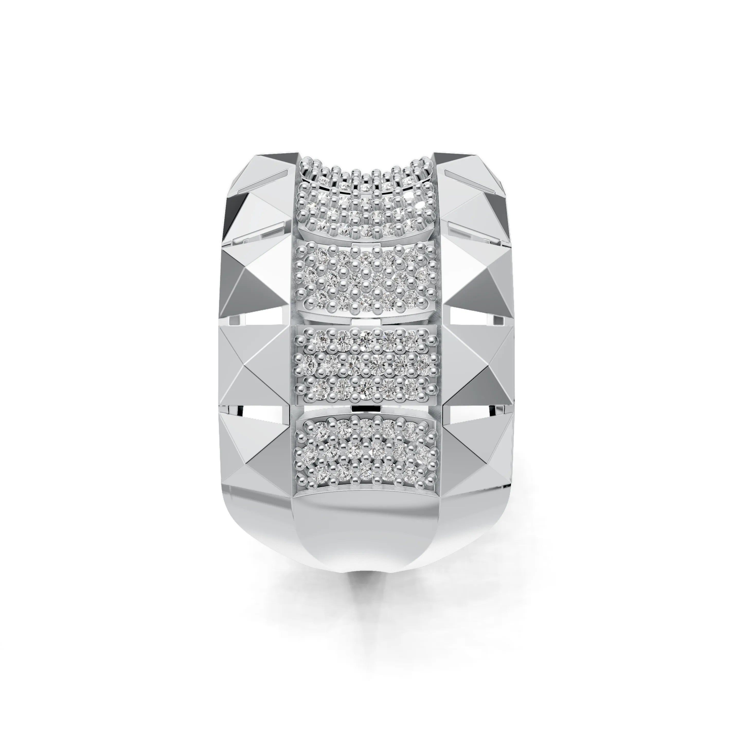 Pargold Solid Gold Geometric Gleam Cluster Band -Silver_Diamond_Diamond_Static_Silver