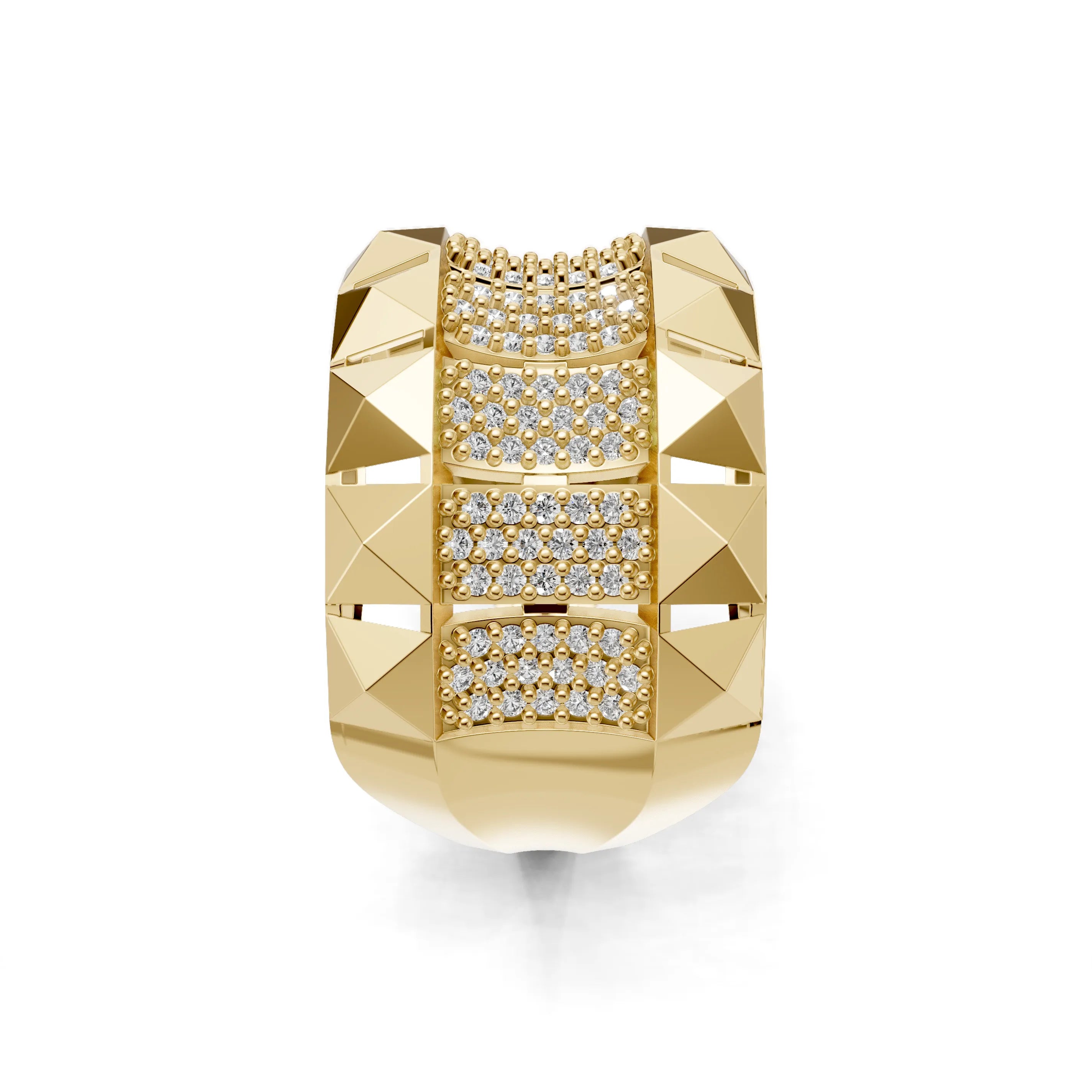 Pargold Solid Gold Geometric Gleam Cluster Band -Gold_Diamond_Diamond_Static_Gold