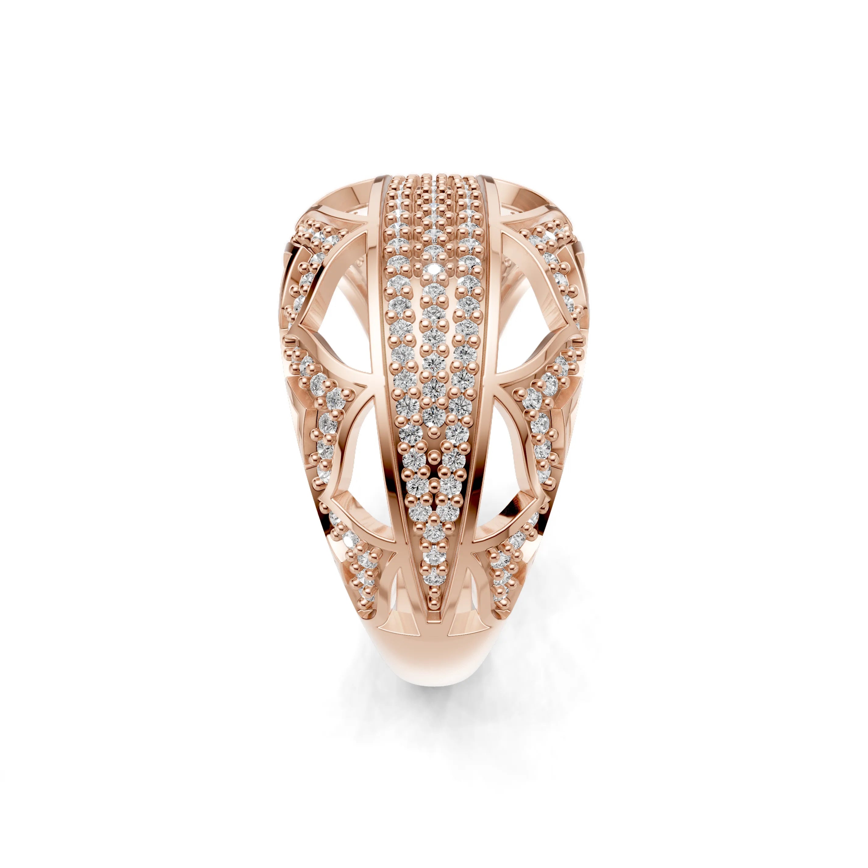 Pargold Solid Gold Celestial Swirl Elegance Dome Band -Rose_Diamond_Diamond_Static_Rose