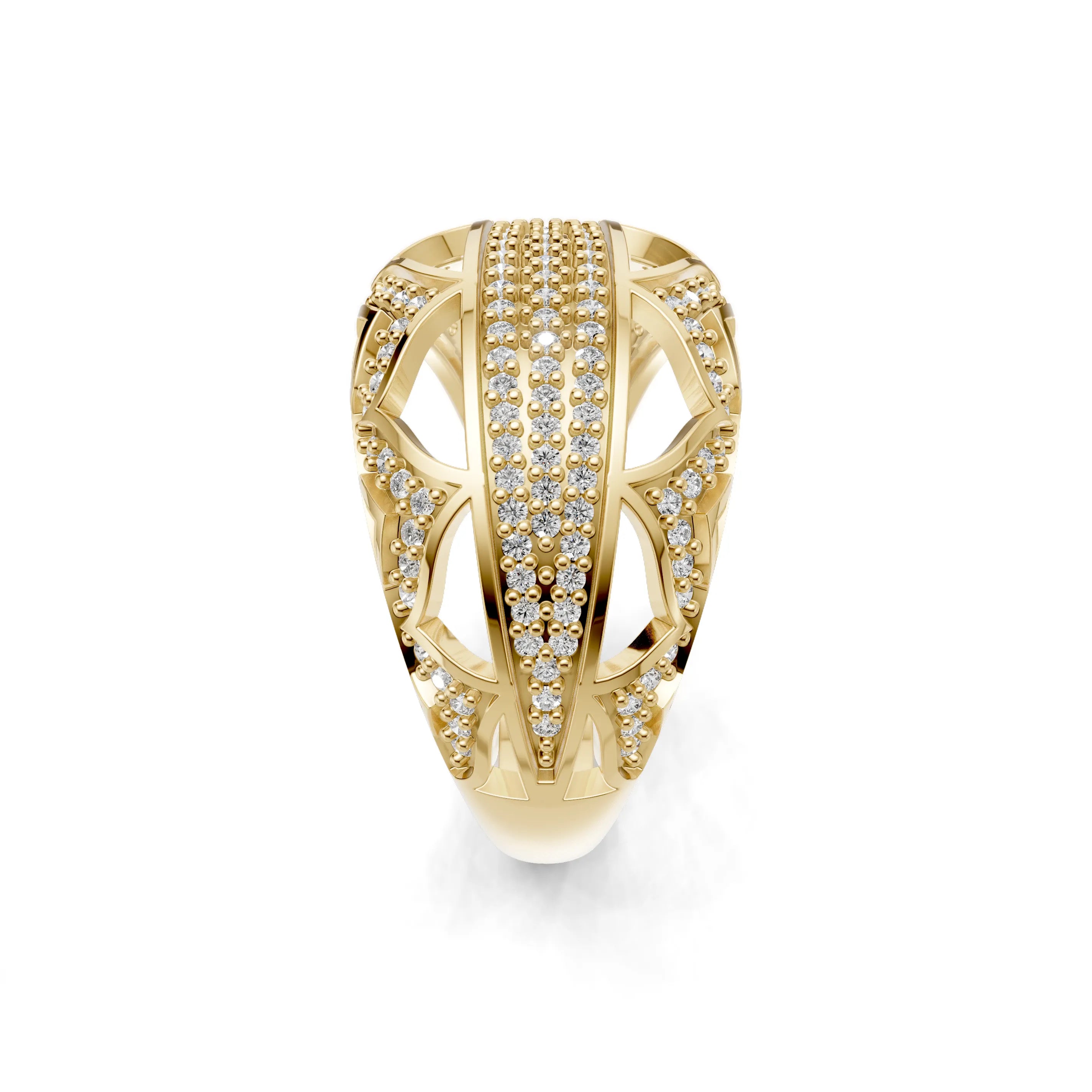 Pargold Solid Gold Celestial Swirl Elegance Dome Band -Gold_Diamond_Diamond_Static_Gold