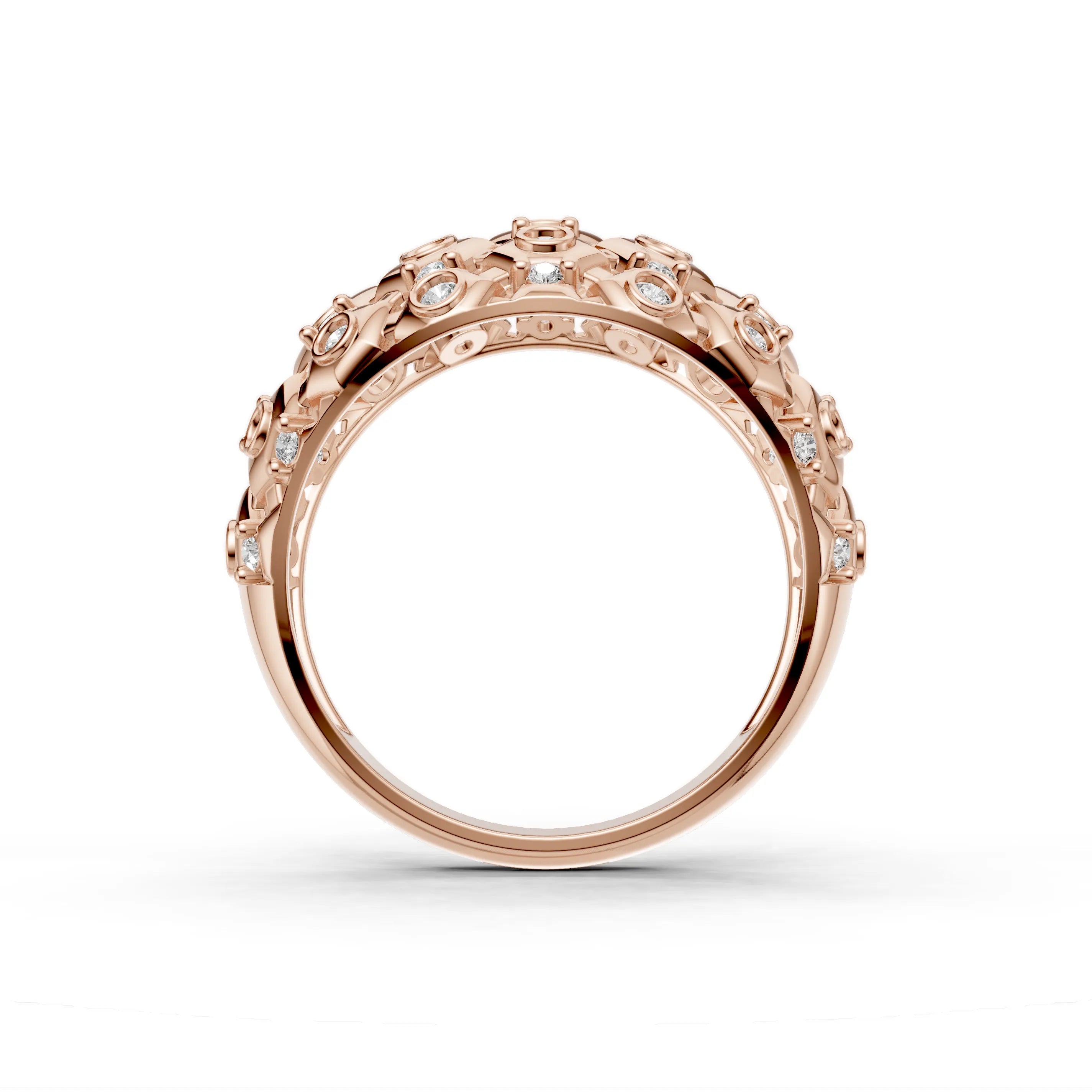 Pargold Solid Gold Celestial Honeycomb Array Ring -Rose_Diamond_Diamond_Static_Rose