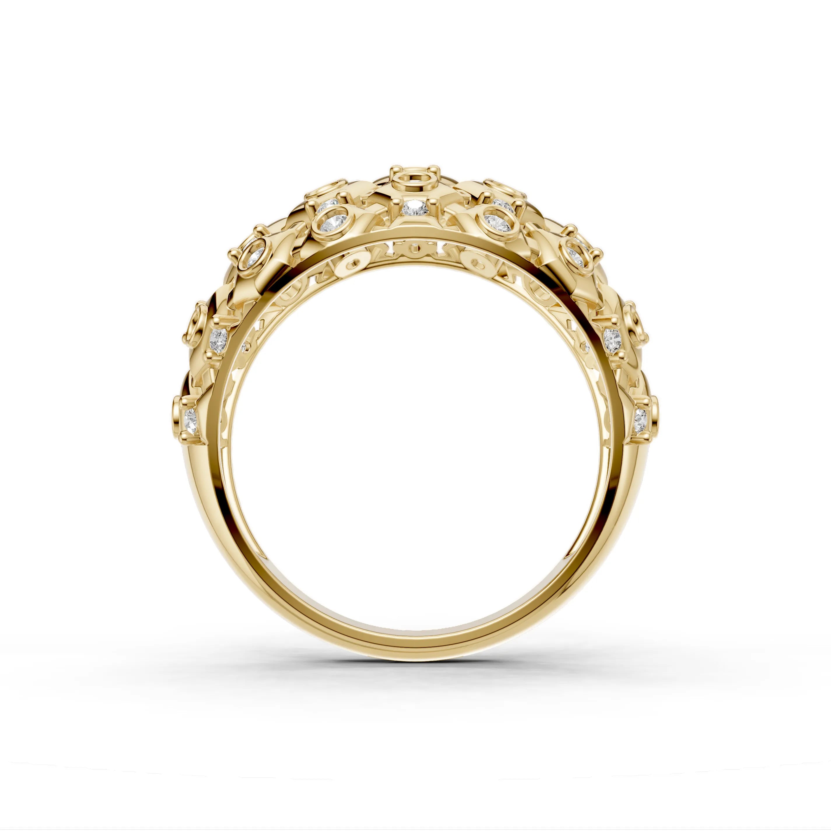 Pargold Solid Gold Celestial Honeycomb Array Ring -Gold_Diamond_Diamond_Static_Gold