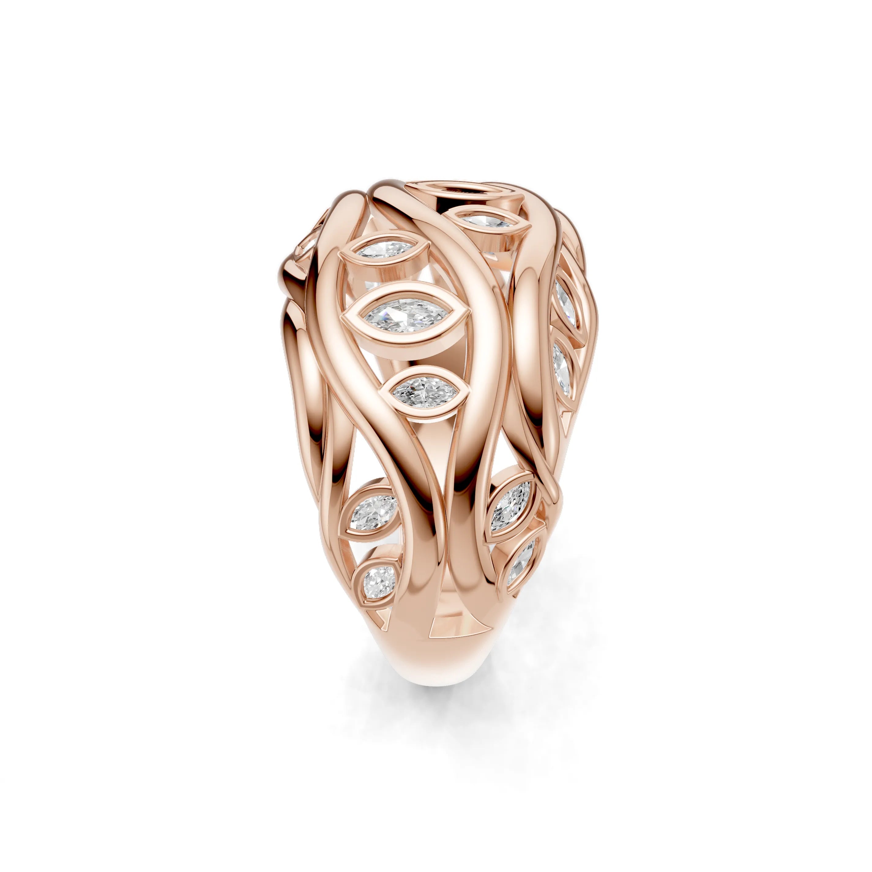 Pargold Solid Gold Stellar Droplet Crown Ring -Rose_Diamond_Diamond_Static_Rose