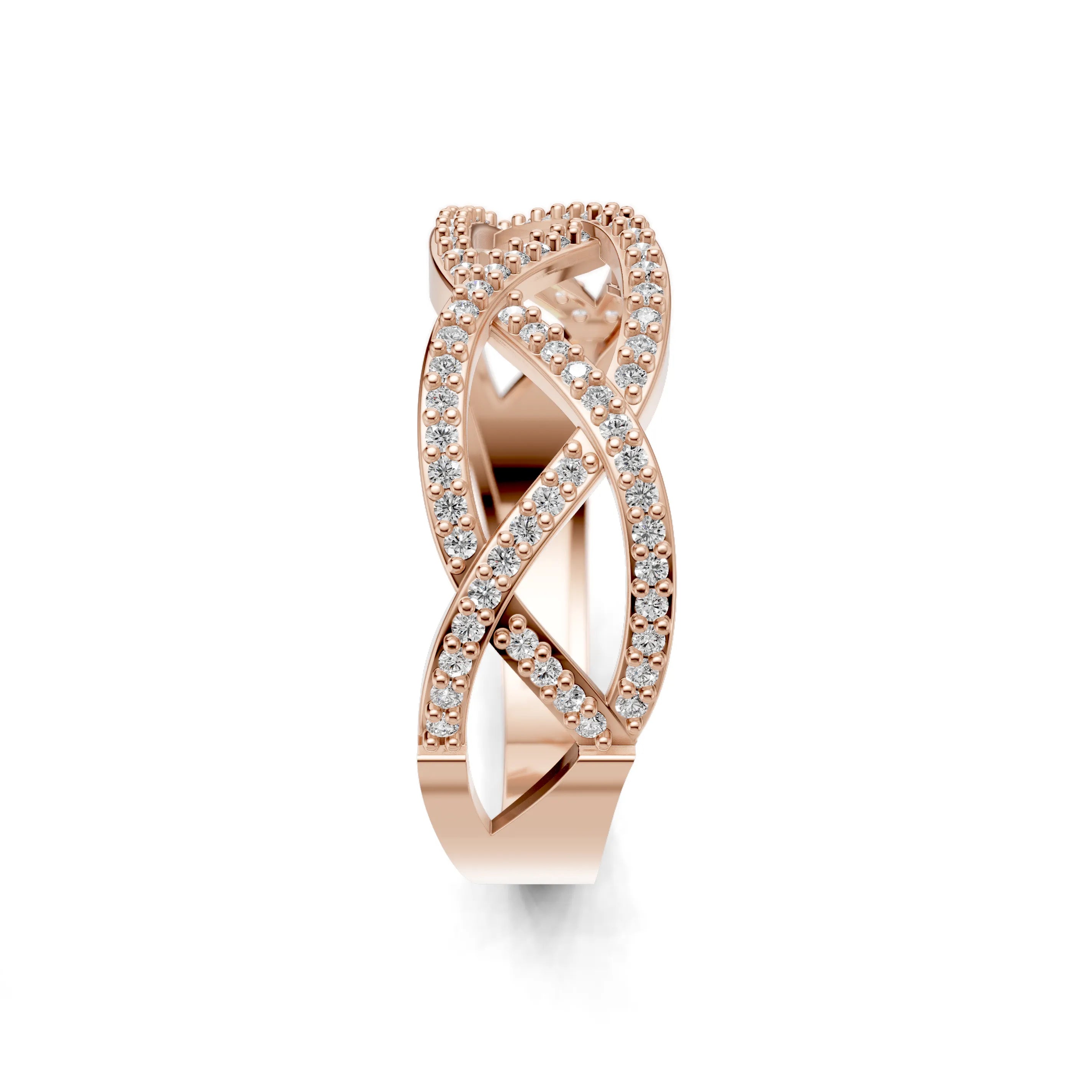 Pargold Solid Gold Infiniweave Coronet Eeternity Ring -Rose_Diamond_Diamond_Static_Rose