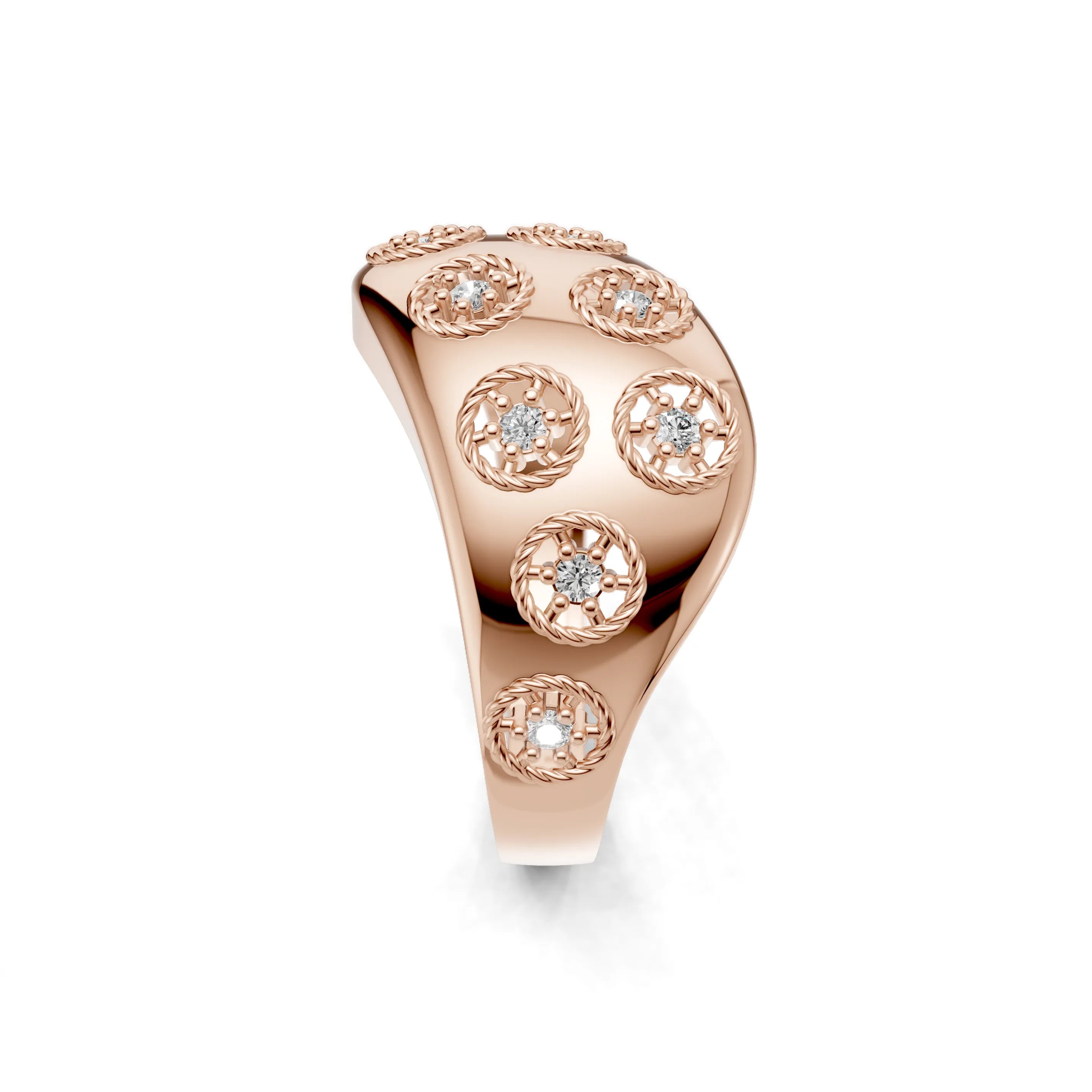 Pargold Solid Gold Flora Corona Sparkling Ring -Rose_Diamond_Diamond_Static_Rose