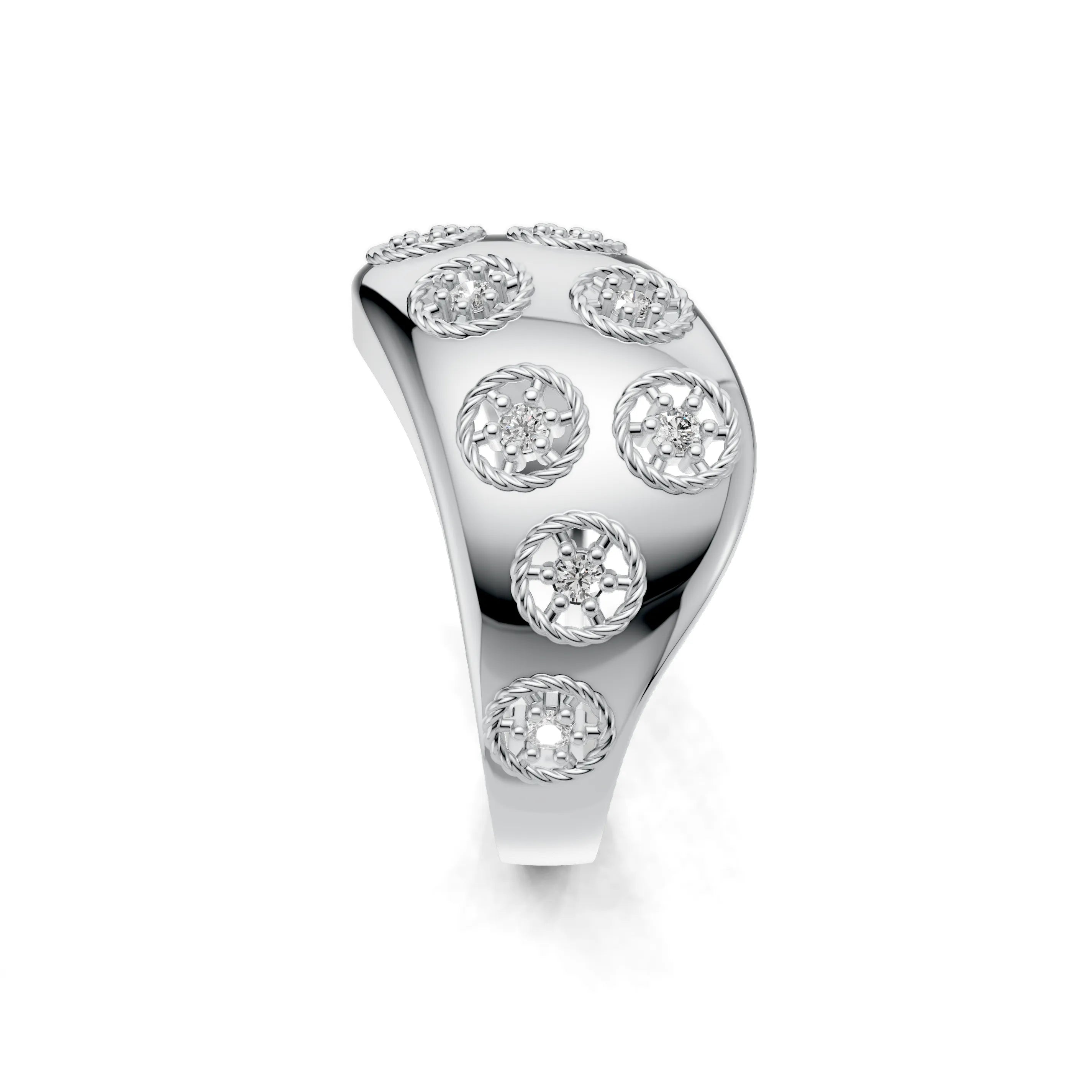 Pargold Solid Gold Flora Corona Sparkling Ring -Silver_Diamond_Diamond_Static_Silver