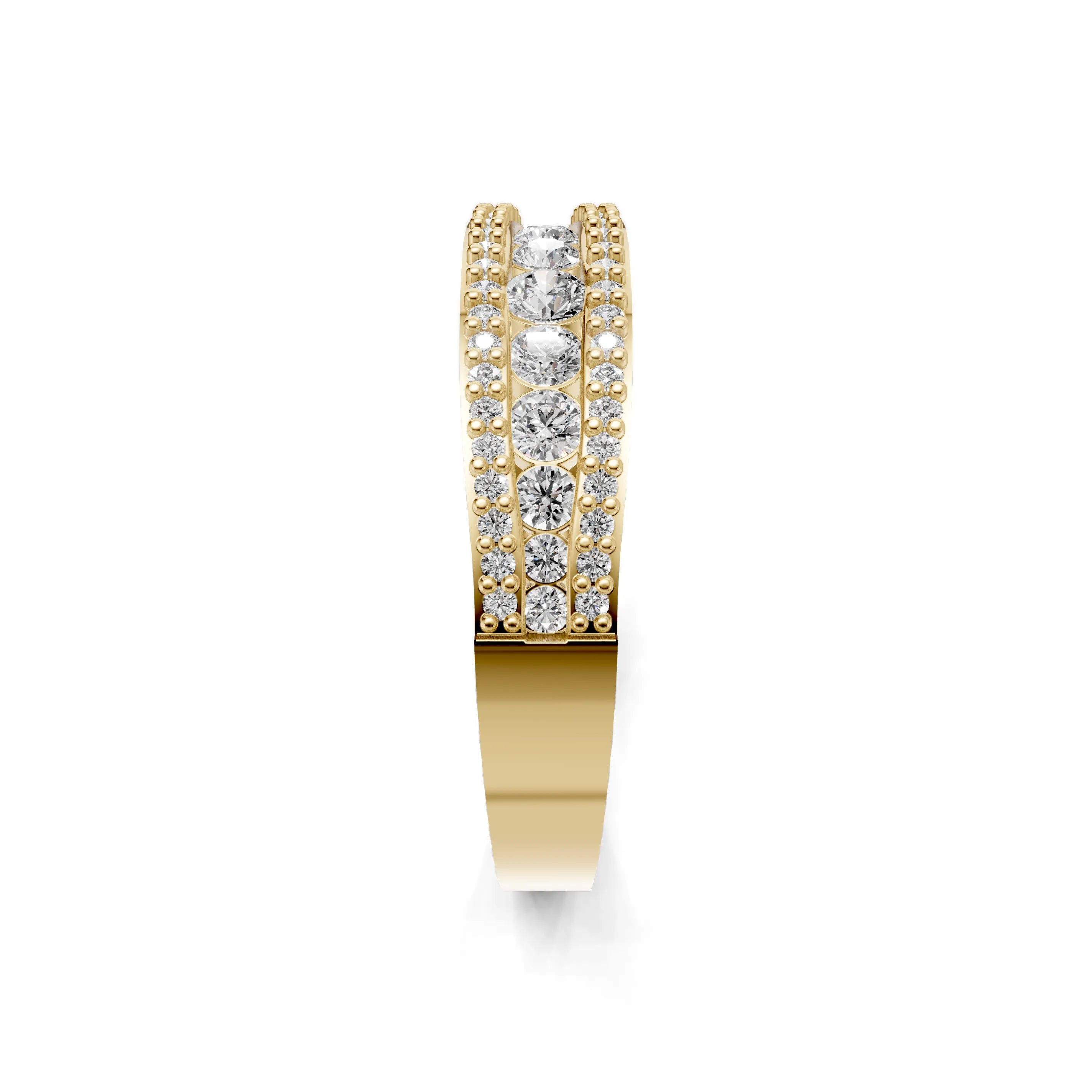 Pargold Solid Gold Sleek Lunar Gleam Band -Gold_Diamond_Diamond_Static_Gold