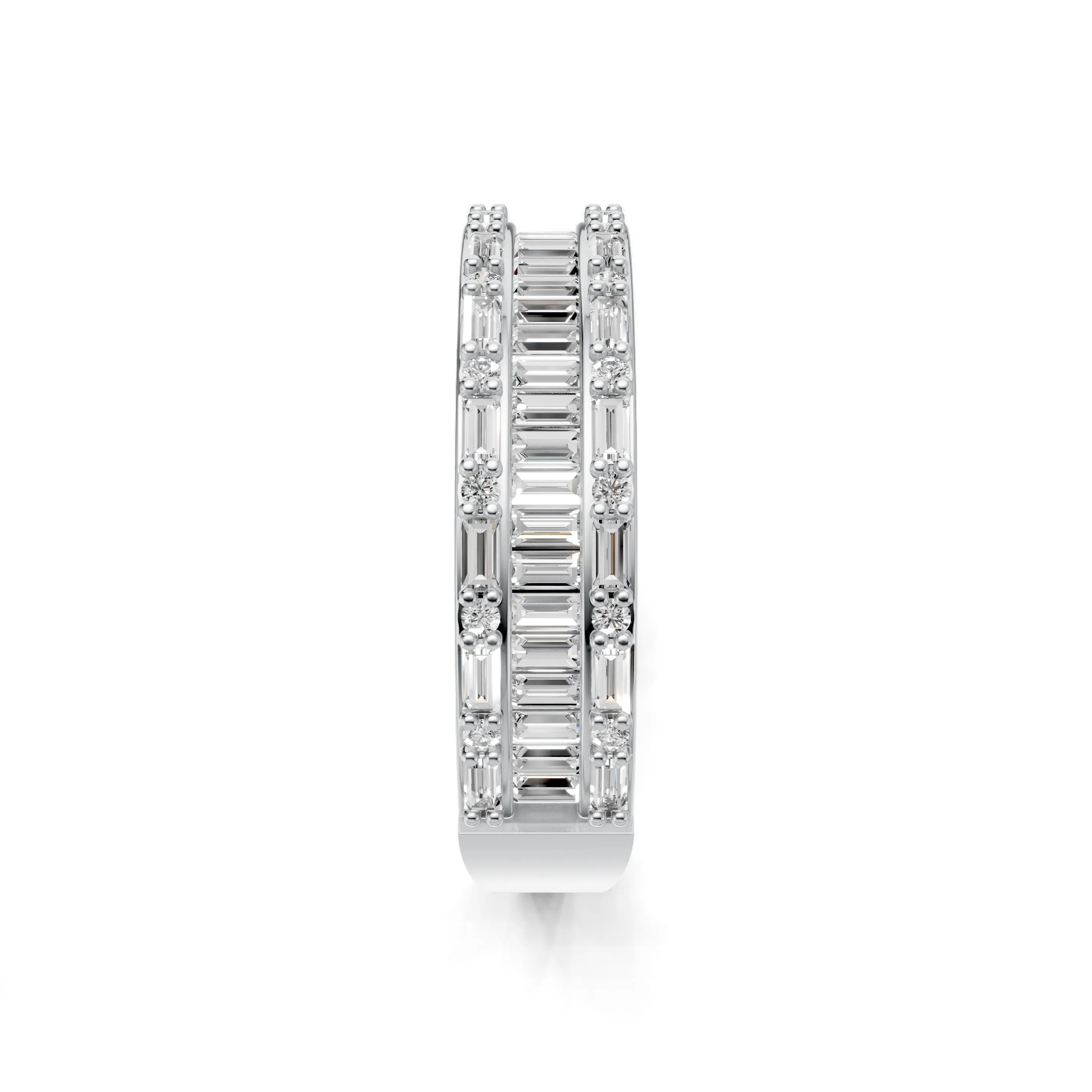 Pargold Solid Gold Baguette Brilliance Pathway Ring -Silver_Diamond_Diamond_Static_Silver