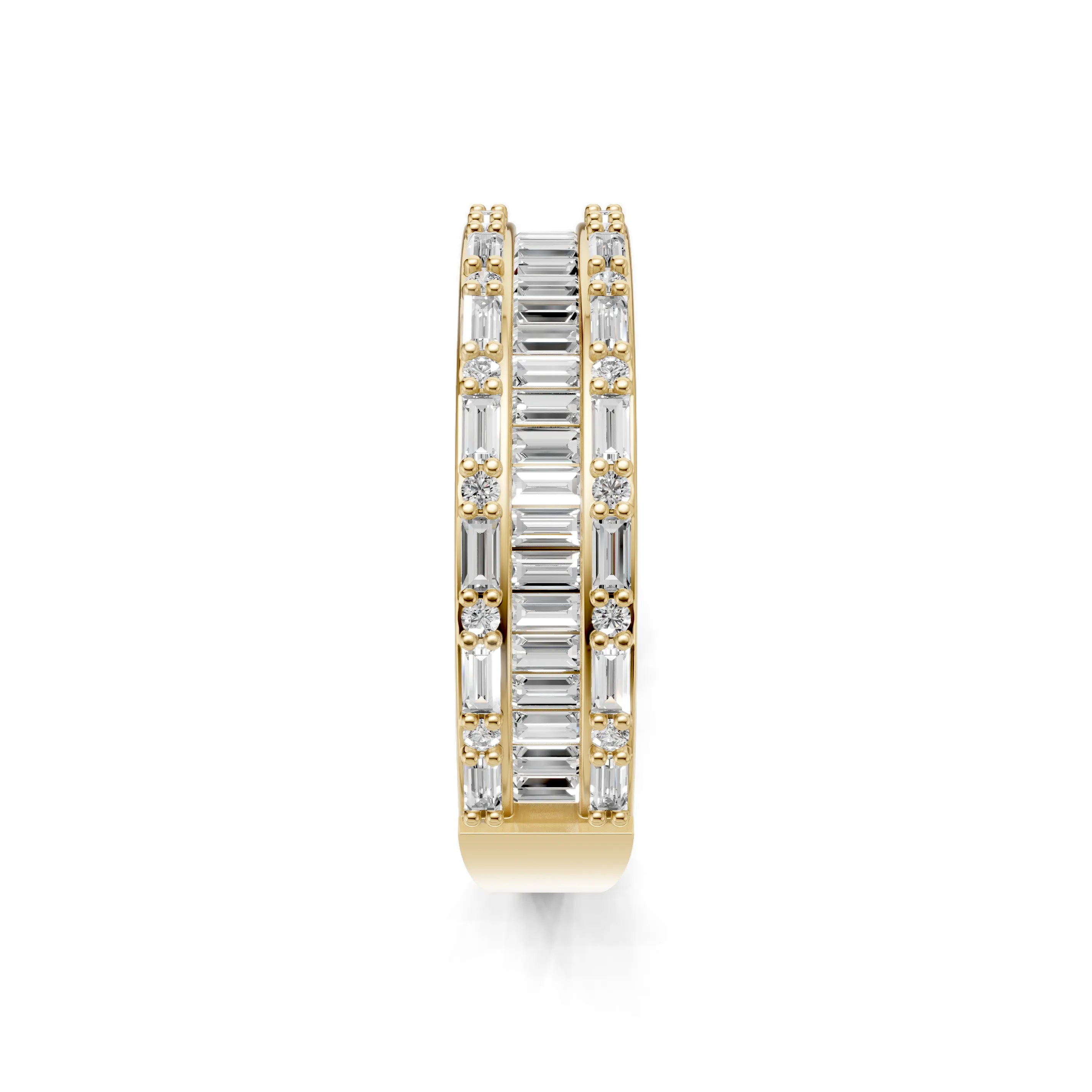 Pargold Solid Gold Baguette Brilliance Pathway Ring -Gold_Diamond_Diamond_Static_Gold